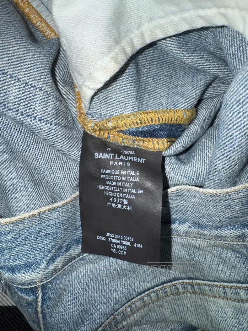 Saint Laurent Paris Saint Laurent Paris Classic Light Wash Cut-Out Ripped Slim Size US 29 - 7 Thumbnail