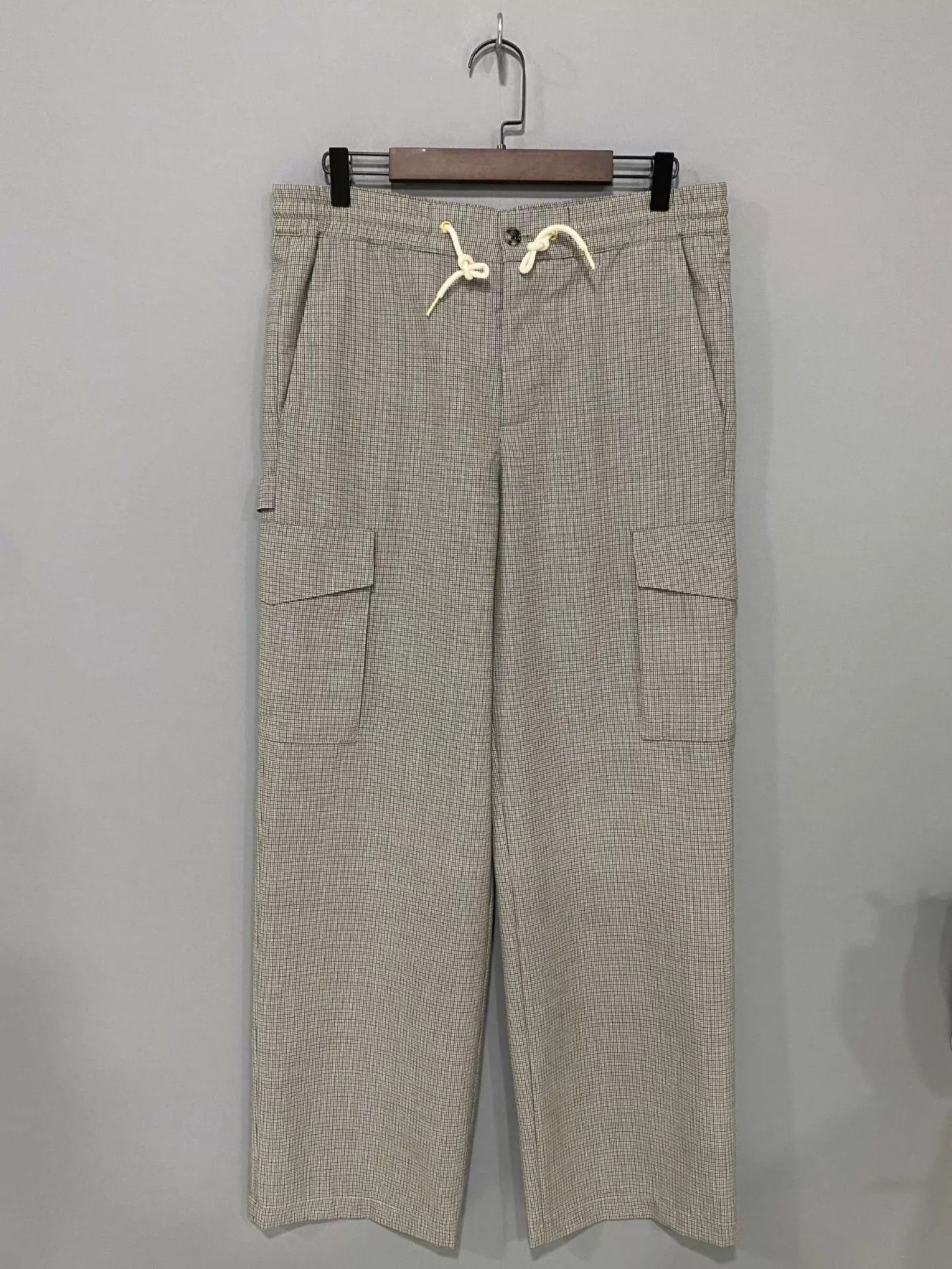 Celine Celine gingham light khaki drawstring cargo pants Size 24" / US 00 / IT 34 - 1 Thumbnail