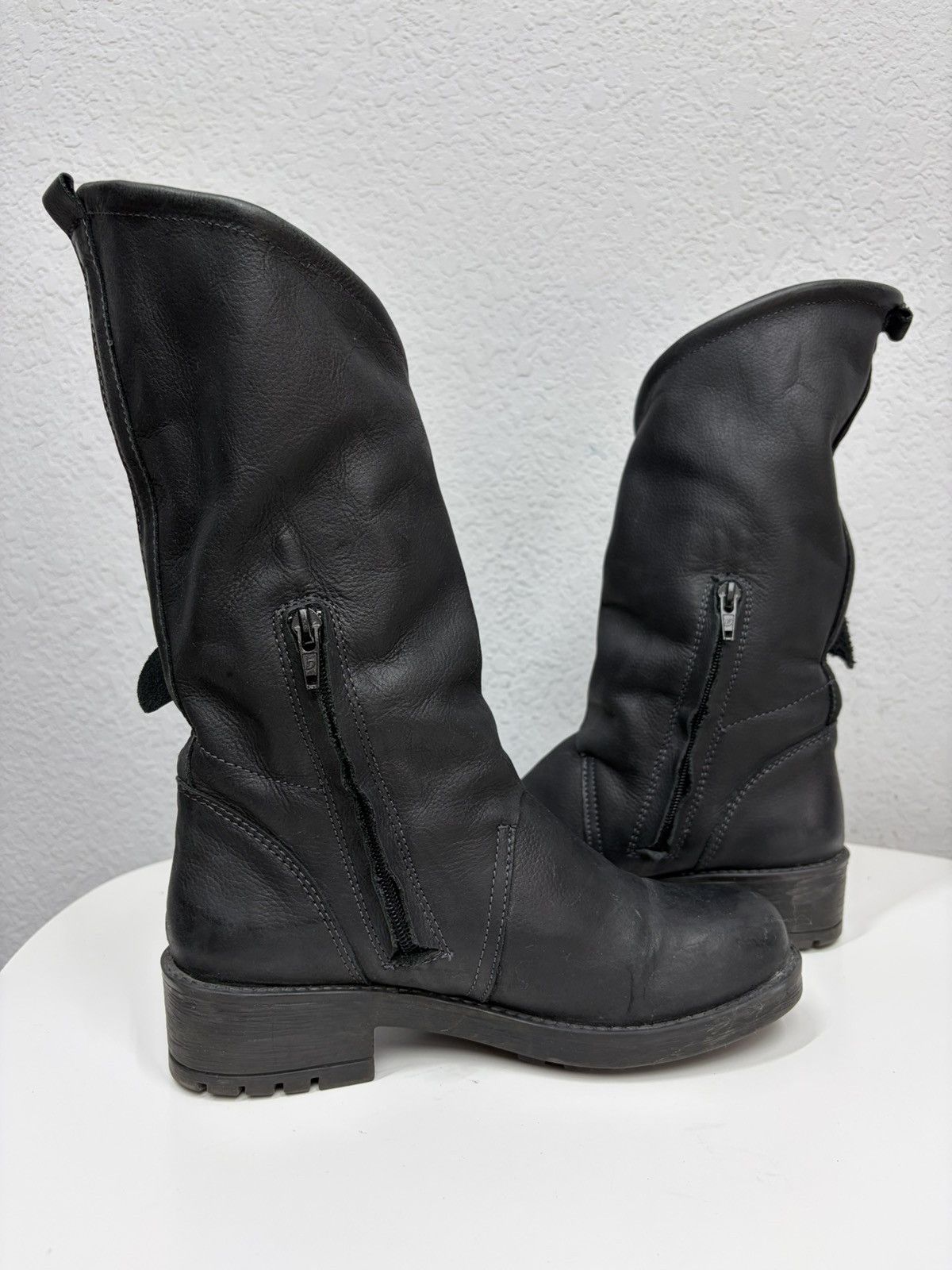 If Six Was Nine Vintage Italian AS 98 Rick Owens Style Leather Biker Boots Size US 7 / IT 37 - 6 Thumbnail