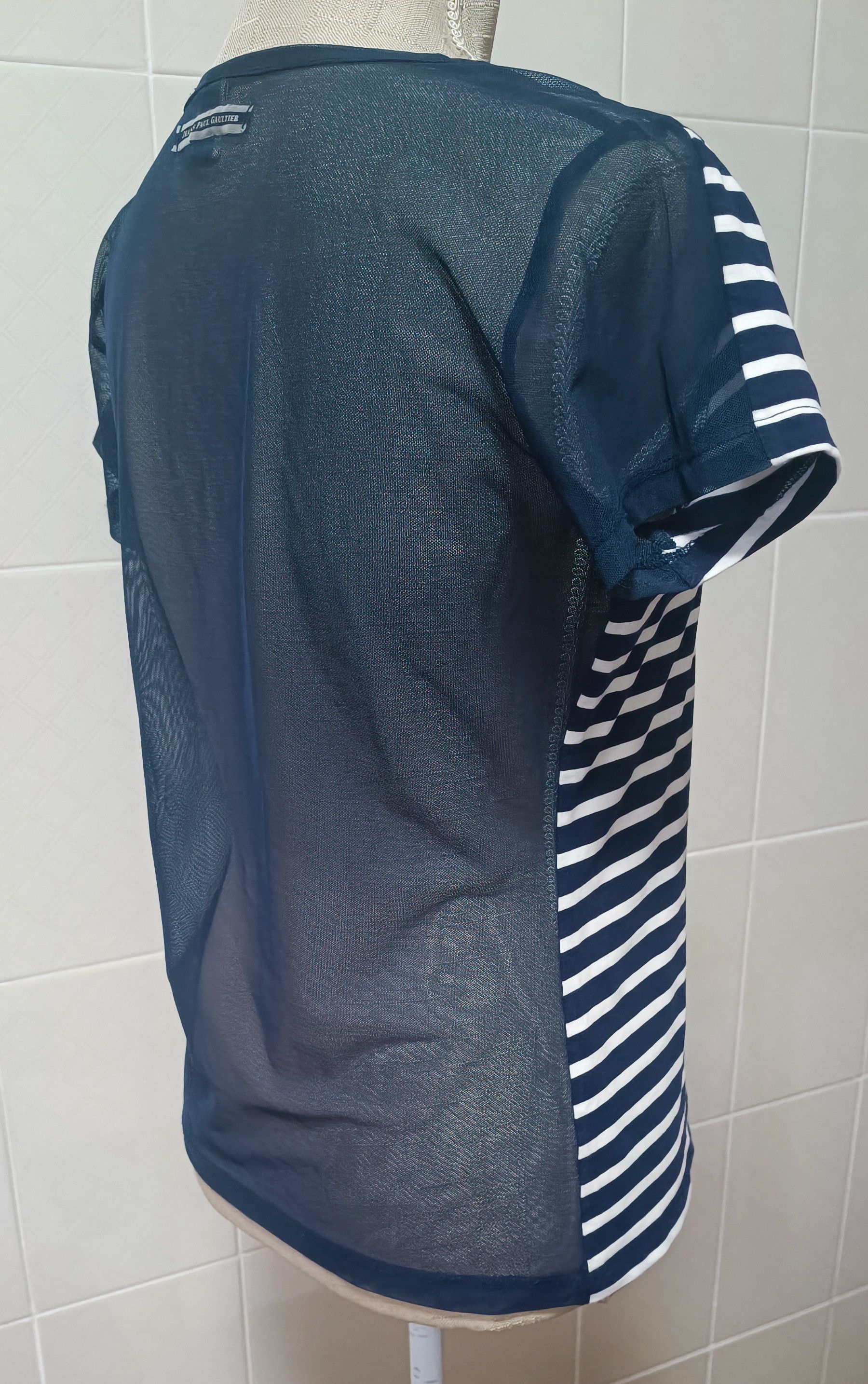 Jean Paul Gaultier Stripes Bi-material T-shirt Size M / US 6-8 / IT 42-44 - 15 Thumbnail