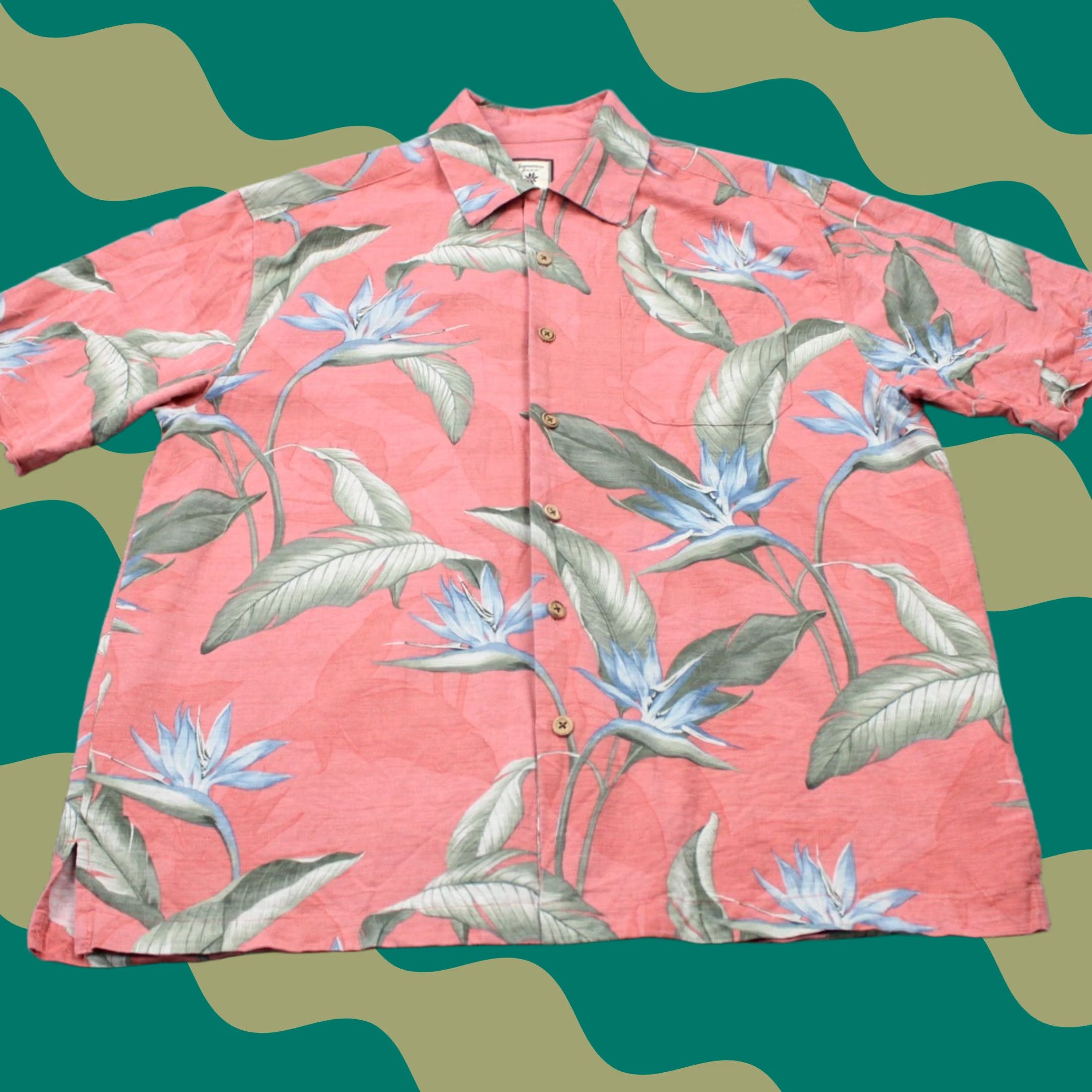 Vintage Jamaica Jaxx Camp Shirt Mens Medium Pink Floral Silk Button-Up Short Sleeve Collar Vintage? No. Size US M / EU 48-50 / 2 - 1 Thumbnail