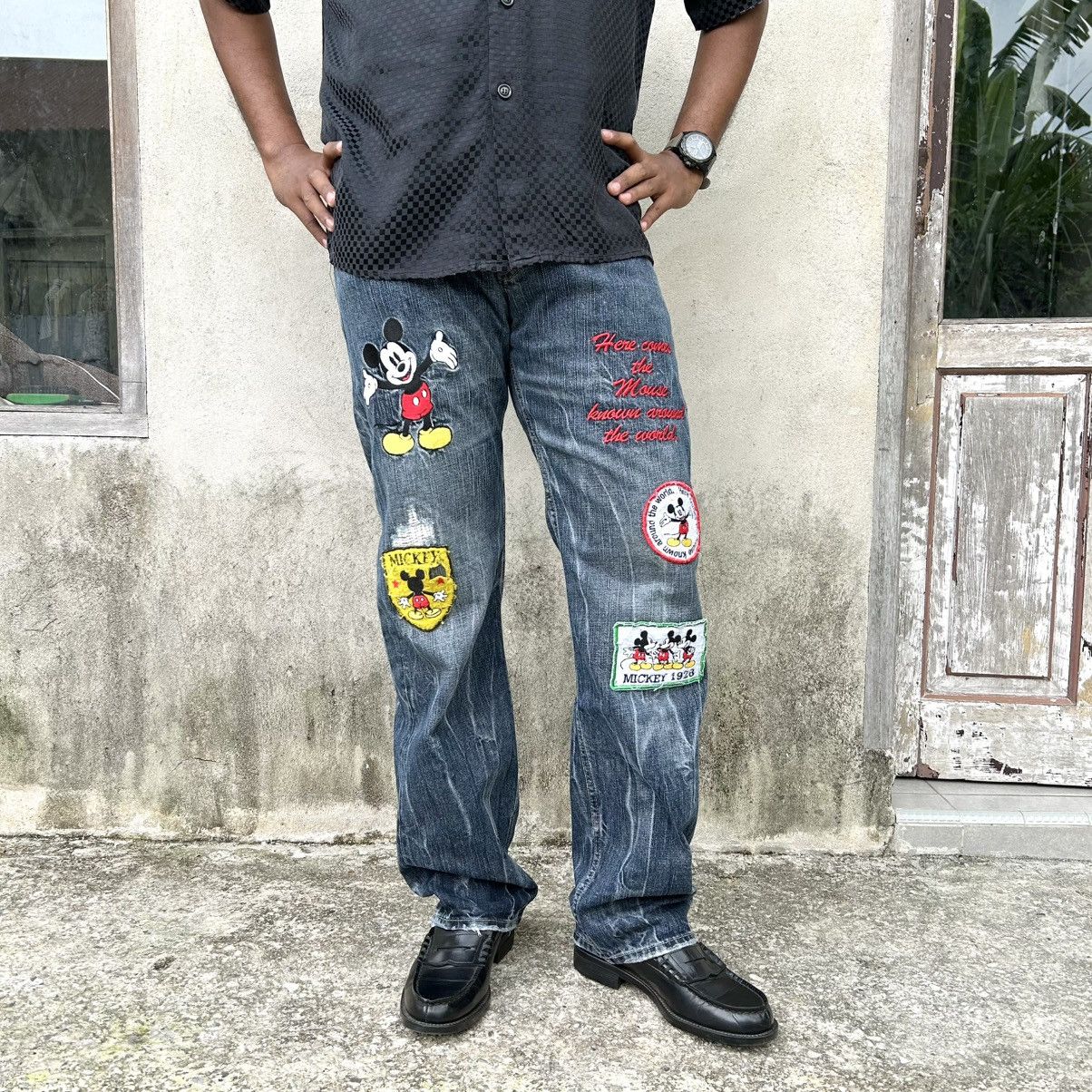 Japanese Brand Vintage Denim Doublewaist DISNEY PATCH ART BORDIR Size US 34 / EU 50 - 1 Thumbnail