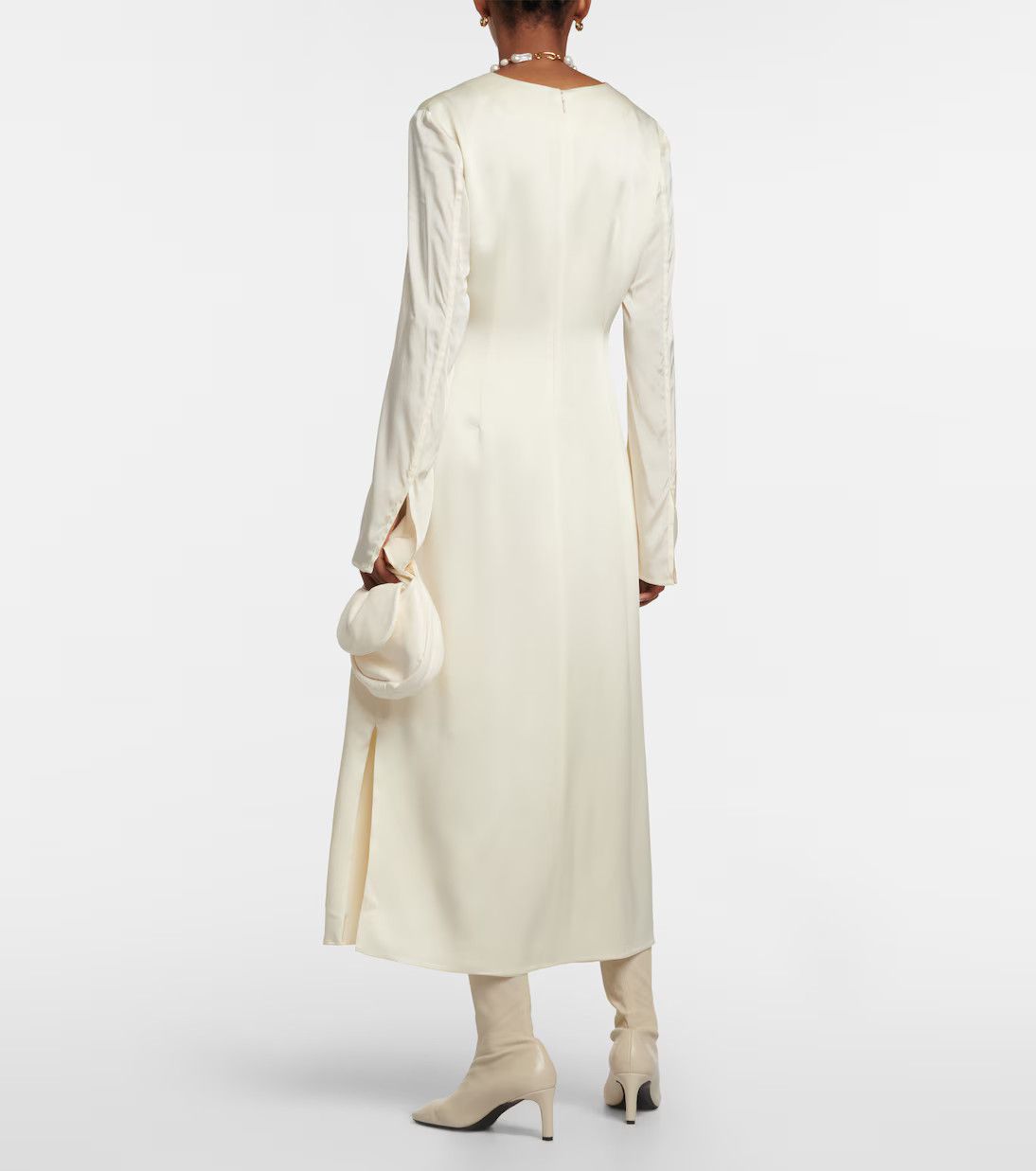 Jil Sander o1y0925 Midi Dress in Ivory Size L / US 10 / IT 46 - 3 Thumbnail