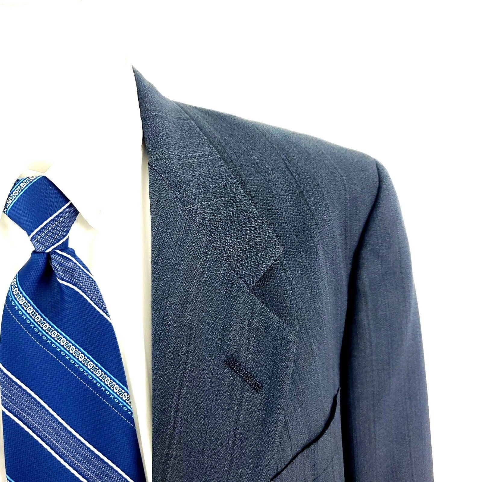 Austin Reed Austin Reed Wool 2 Button 2 Piece Suit 40L Gray Blue Striped Size 40L - 2 Thumbnail