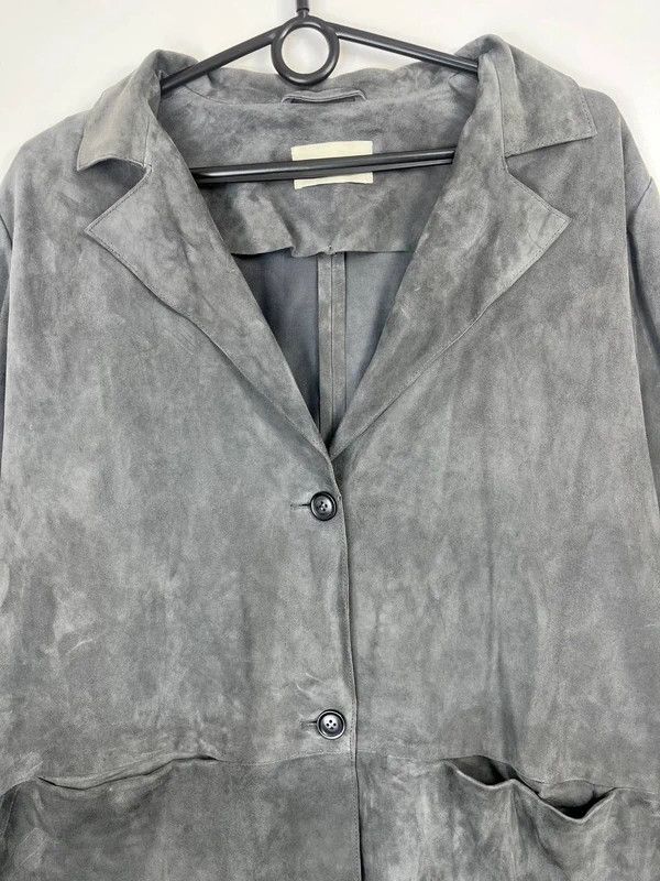Other Via Masini 80 Firenze Womens Suede Leather Coat Grey Size L Size L / US 10 / IT 46 - 2 Thumbnail