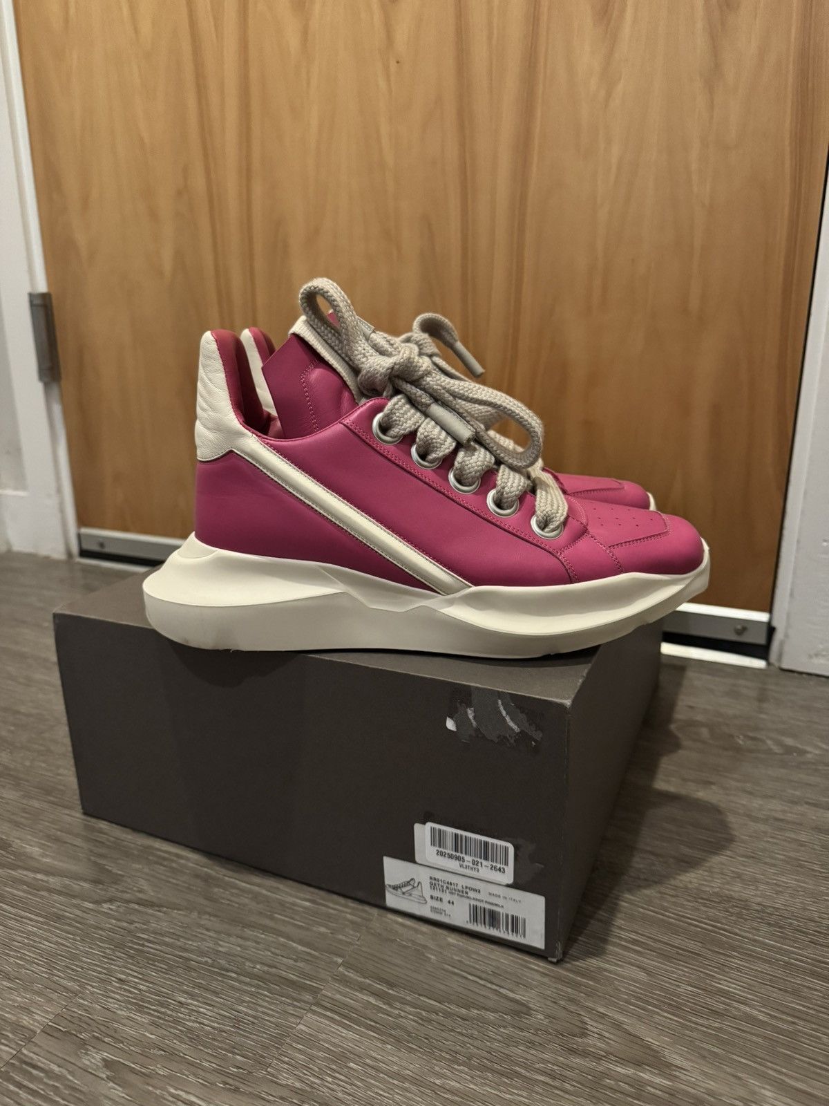 Rick Owens Rick Owens Hot Pink Jumbo Lace Geth Runner Sneakers Size 44 Size US 11 / EU 44 - 1 Thumbnail