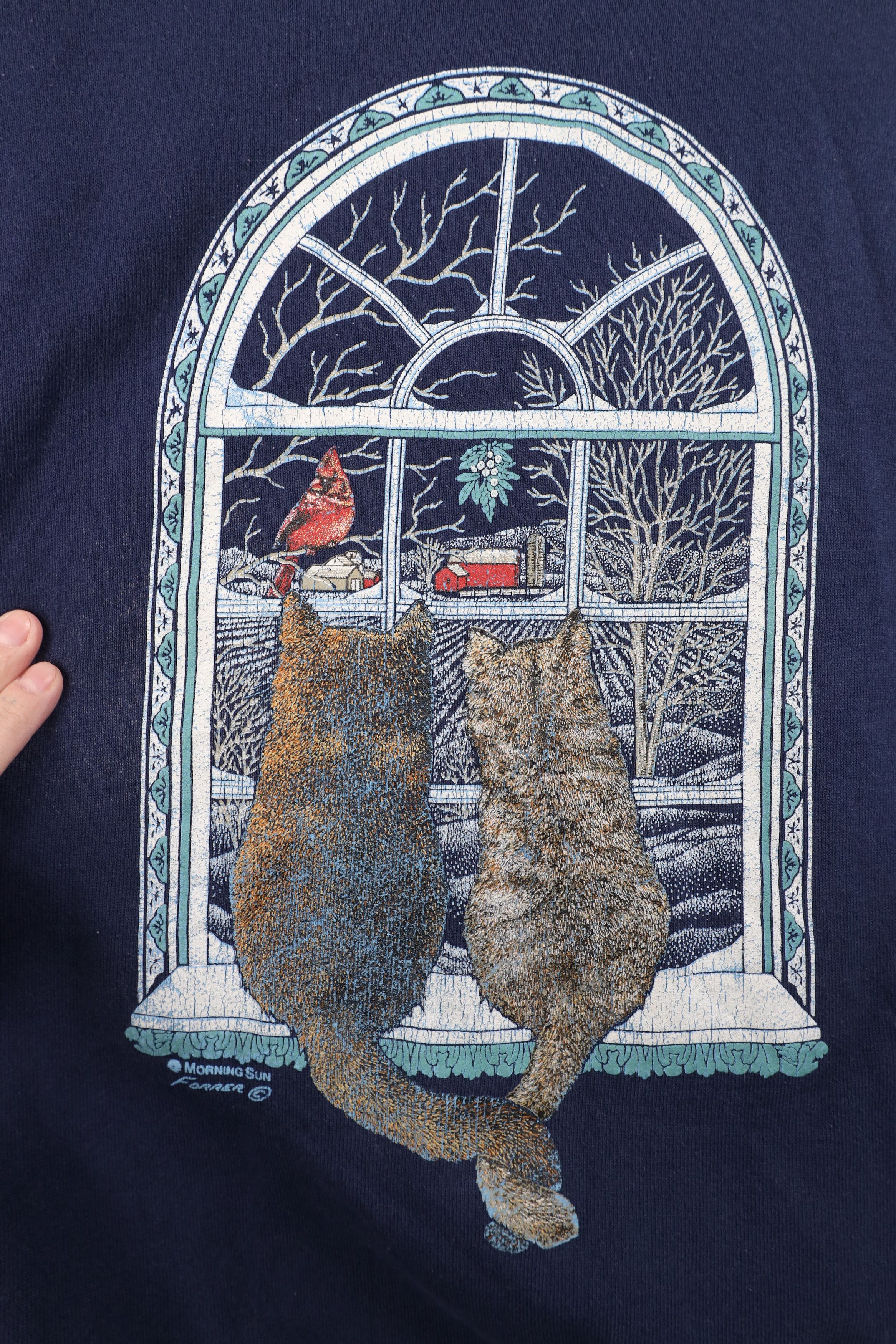 Vintage Vintage 90s Streetwear Cat Kitten Window Sweatshirt USA Size L / US 10 / IT 46 - 4 Thumbnail