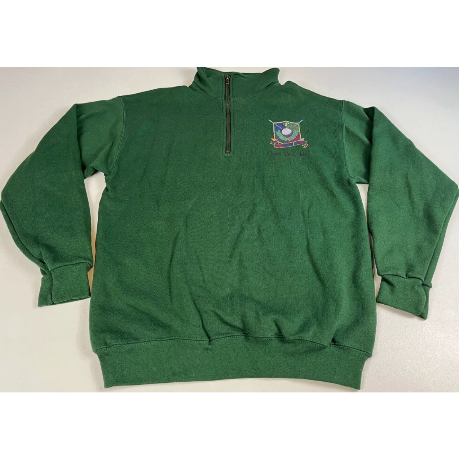 Tultex VINTAGE Tultex Cape Cod, MA Golf Logo 1/4 Zip Pullover Sweatshirt Mens Sz M Green 1/4 Zip Golf Cape Cod Tultex Sweatshirt Mens M Green Size US M / EU 48-50 / 2 - 3 Thumbnail