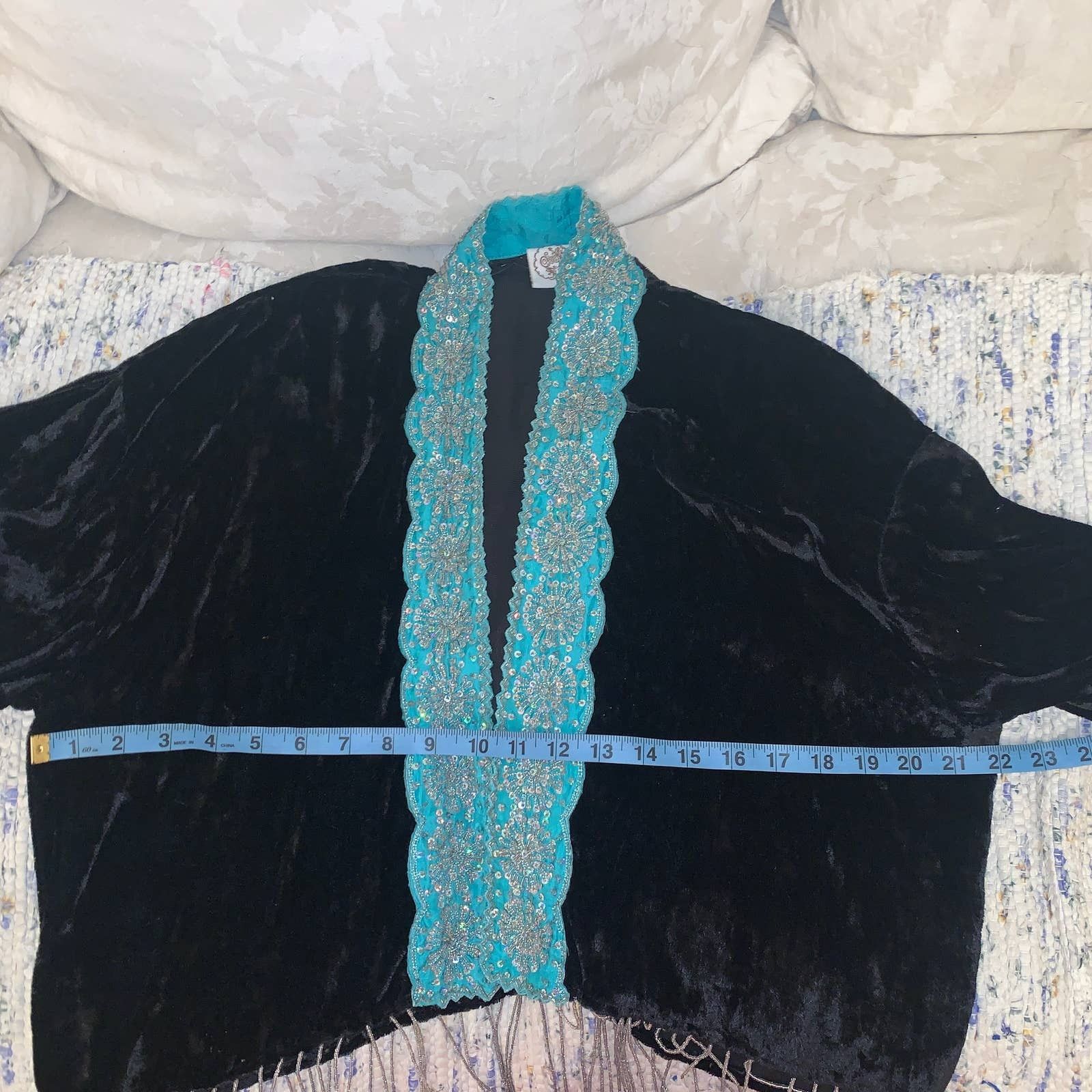 Other VINTAGE 90’s SAGE MACHADO FRINGED BEADED VELVET JACKET Size S / US 4 / IT 40 - 10 Thumbnail