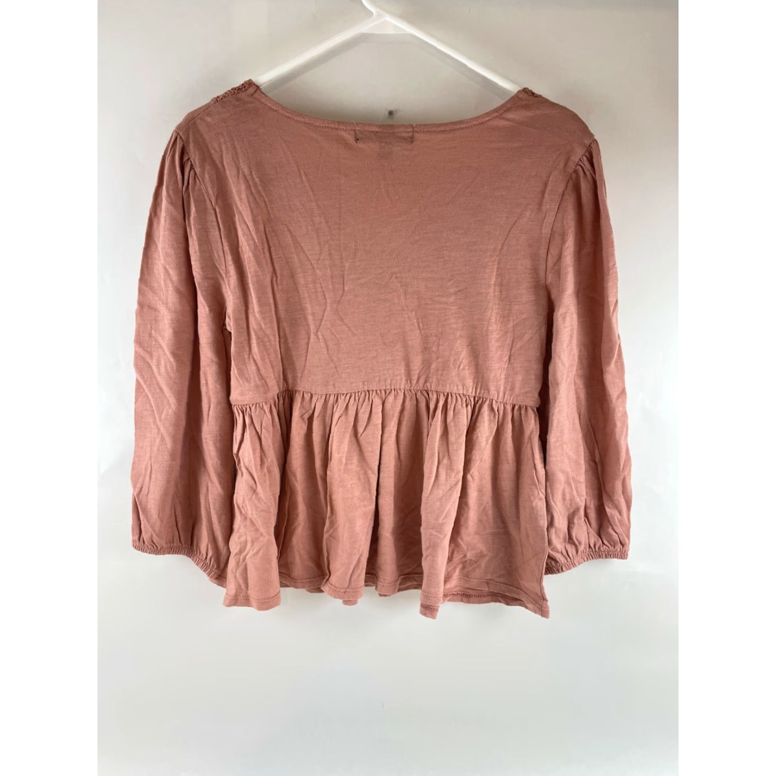 Vintage Derek Heart Peasant Blouse Women's L Rose Pink Embroidered Long Sleeve Tee Size L / US 10 / IT 46 - 2 Thumbnail