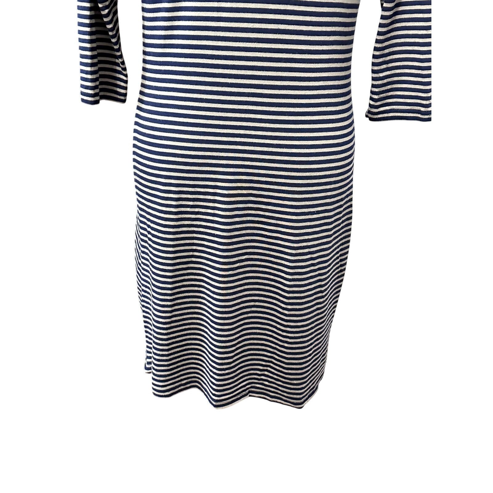 Other Gilli Sheath Dress Knit Fabric Drape Neck Stripe Blue/Gray L Size L / US 10 / IT 46 - 6 Thumbnail