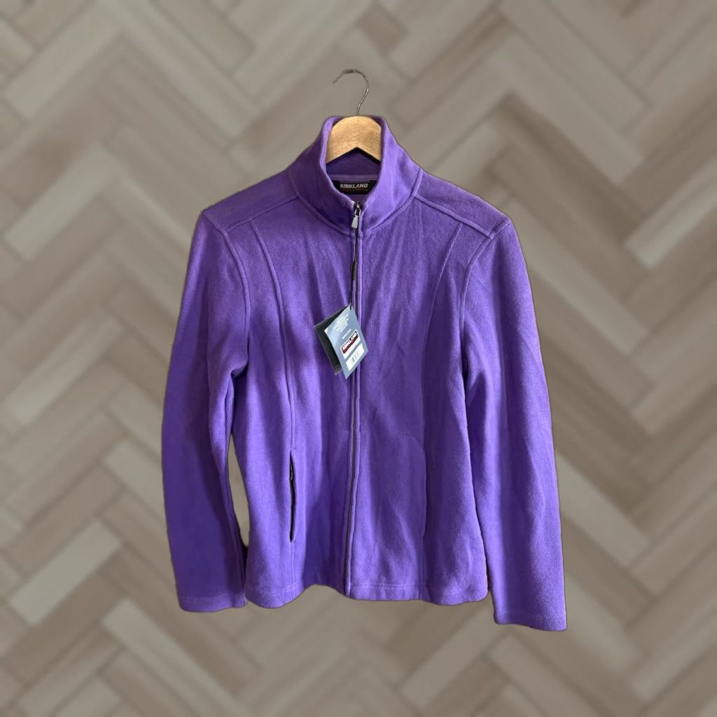 Vintage Kirkland Womens Purple Full Zip Ribbed Mock Neck Jacket M Size M / US 6-8 / IT 42-44 - 1 Thumbnail