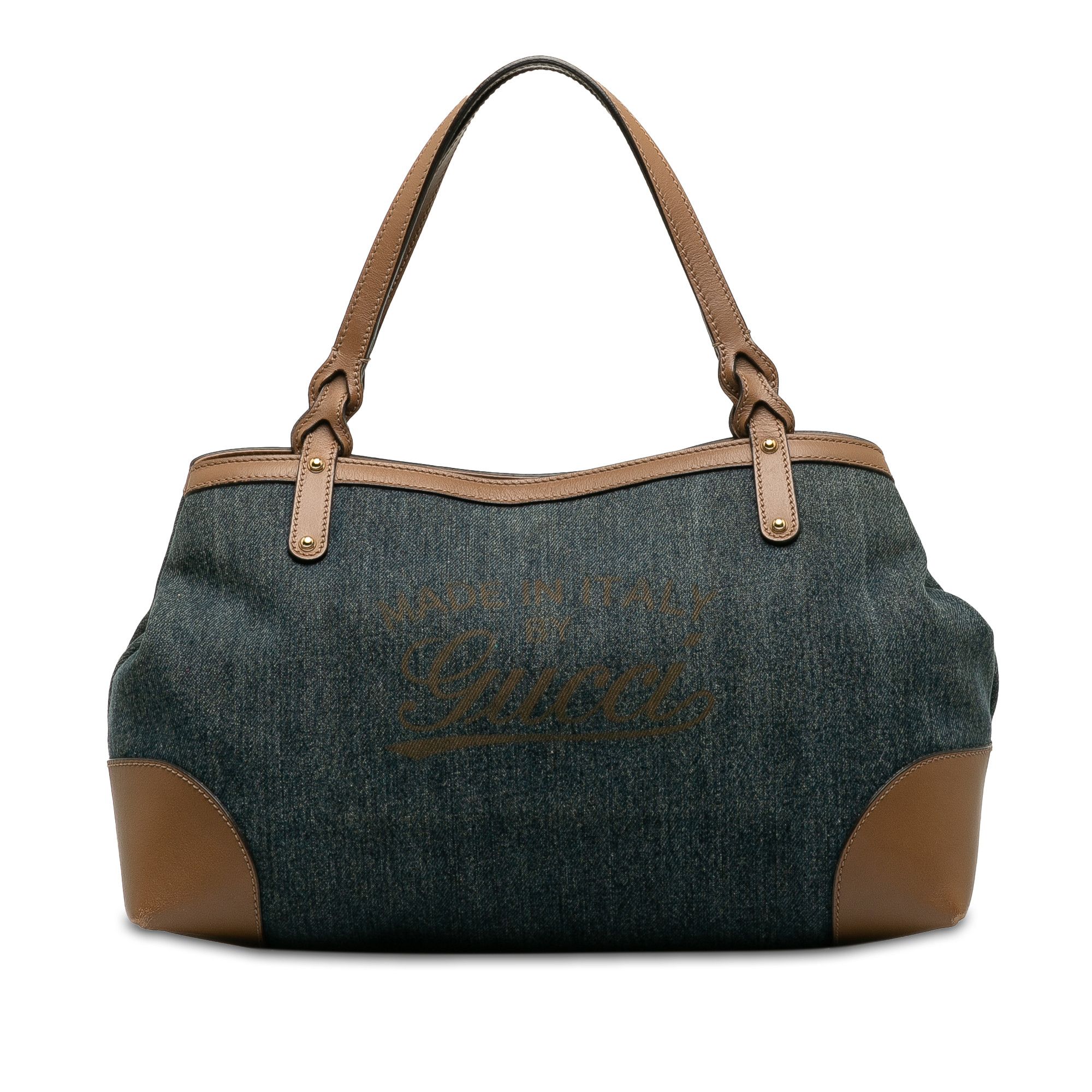 image of Gucci Denim Craft Tote Bag in Blue, Women's