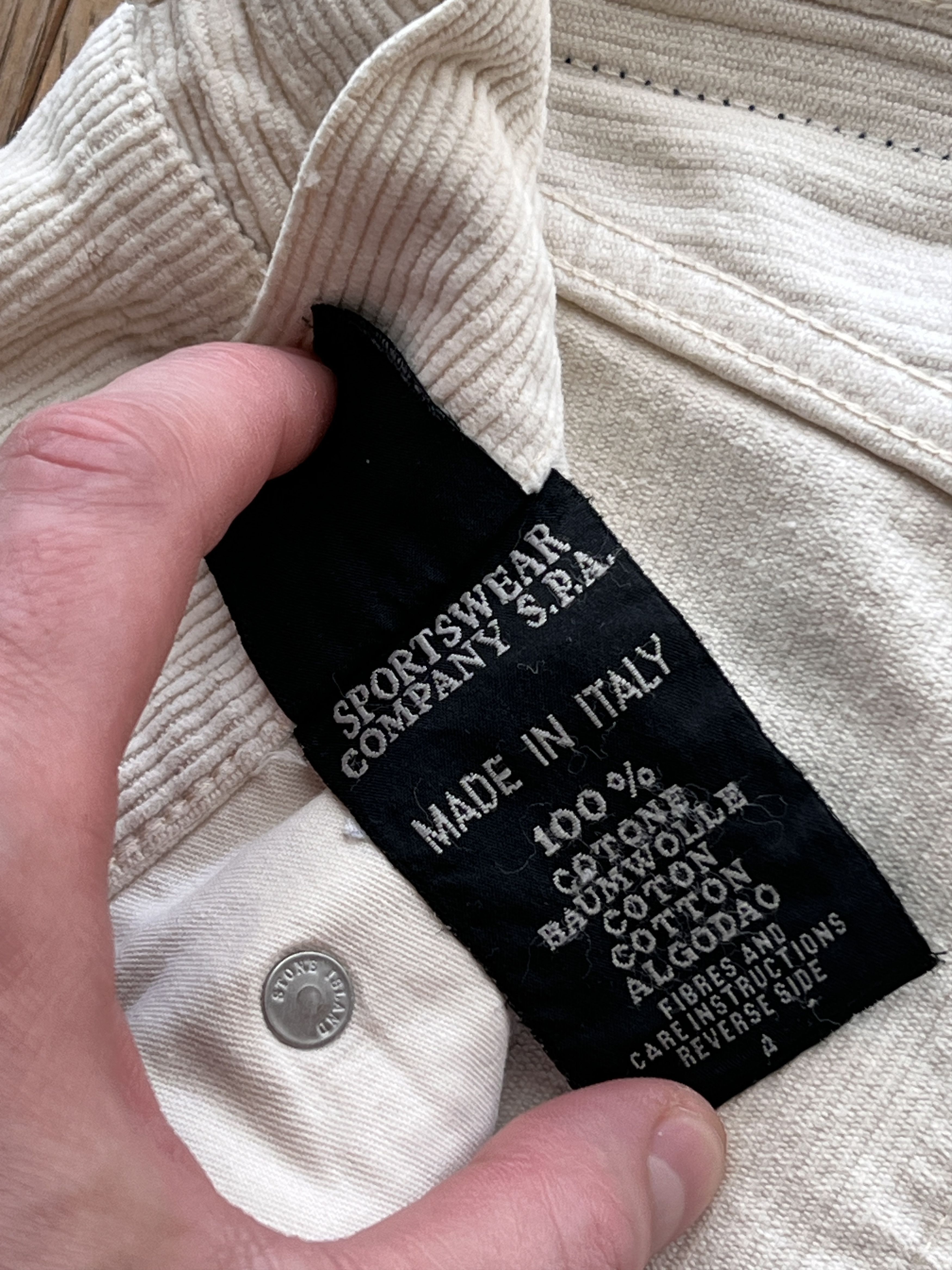 Stone Island Rare! Stone Island vintage 90s cream corduroy pants velvet Size US 31 - 16 Thumbnail