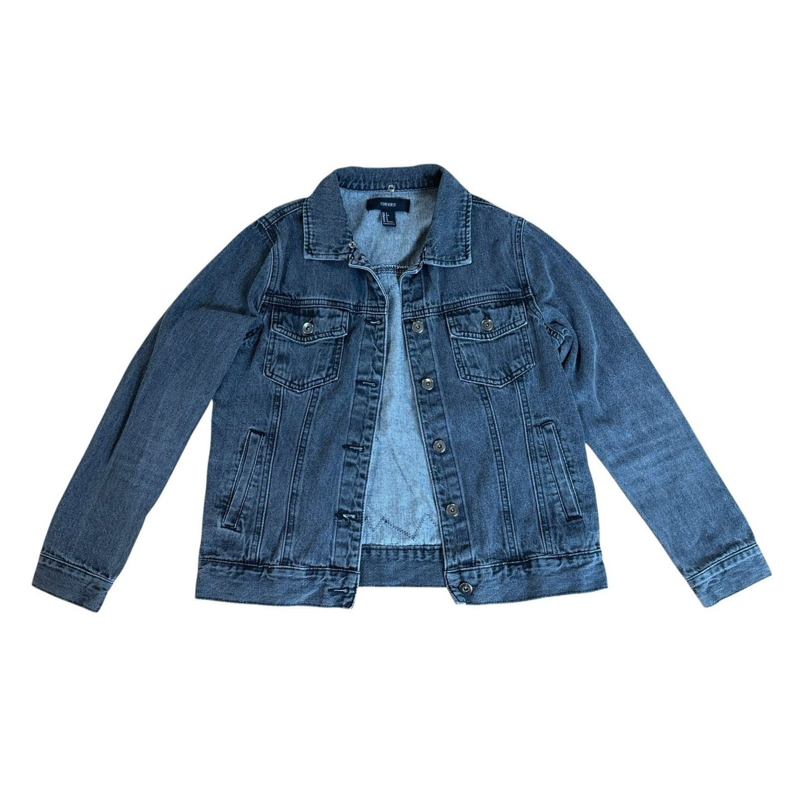 Forever 21 LOVE MOON LIVE SUN Upcycled Retro Vintage Boho Denim Jacket Size S / US 4 / IT 40 - 2 Thumbnail