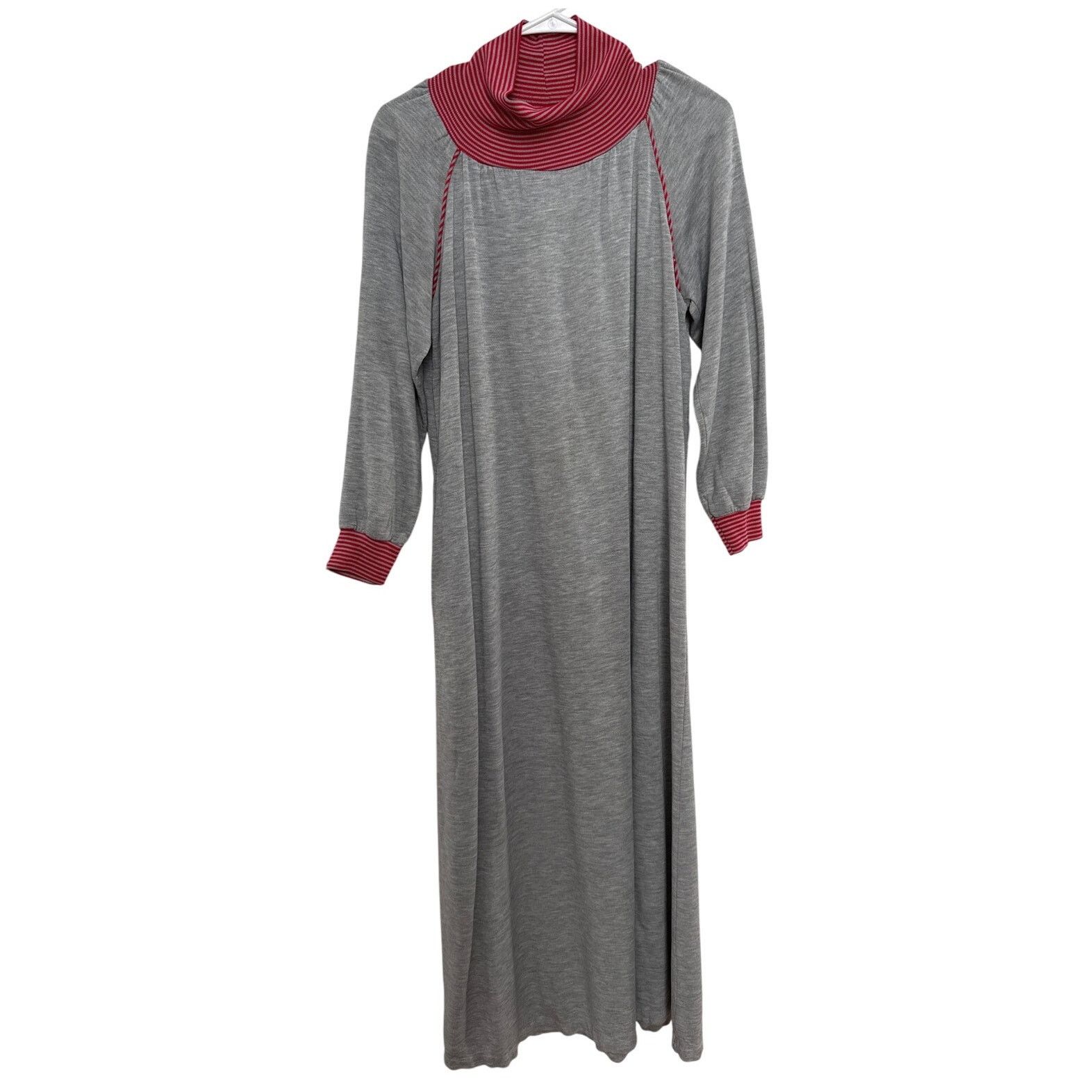 Vintage American Vtg Sears JR Bazaar turtleneck maxi dress gray red Size M / US 6-8 / IT 42-44 - 8 Thumbnail