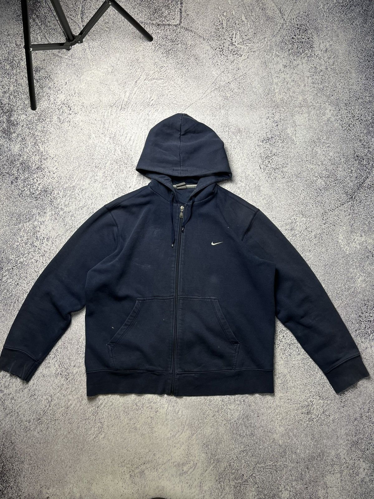 Nike Vintage Nike Distressed Zip Up Hoodie Swoosh Drill Size US L / EU 52-54 / 3 - 1 Thumbnail