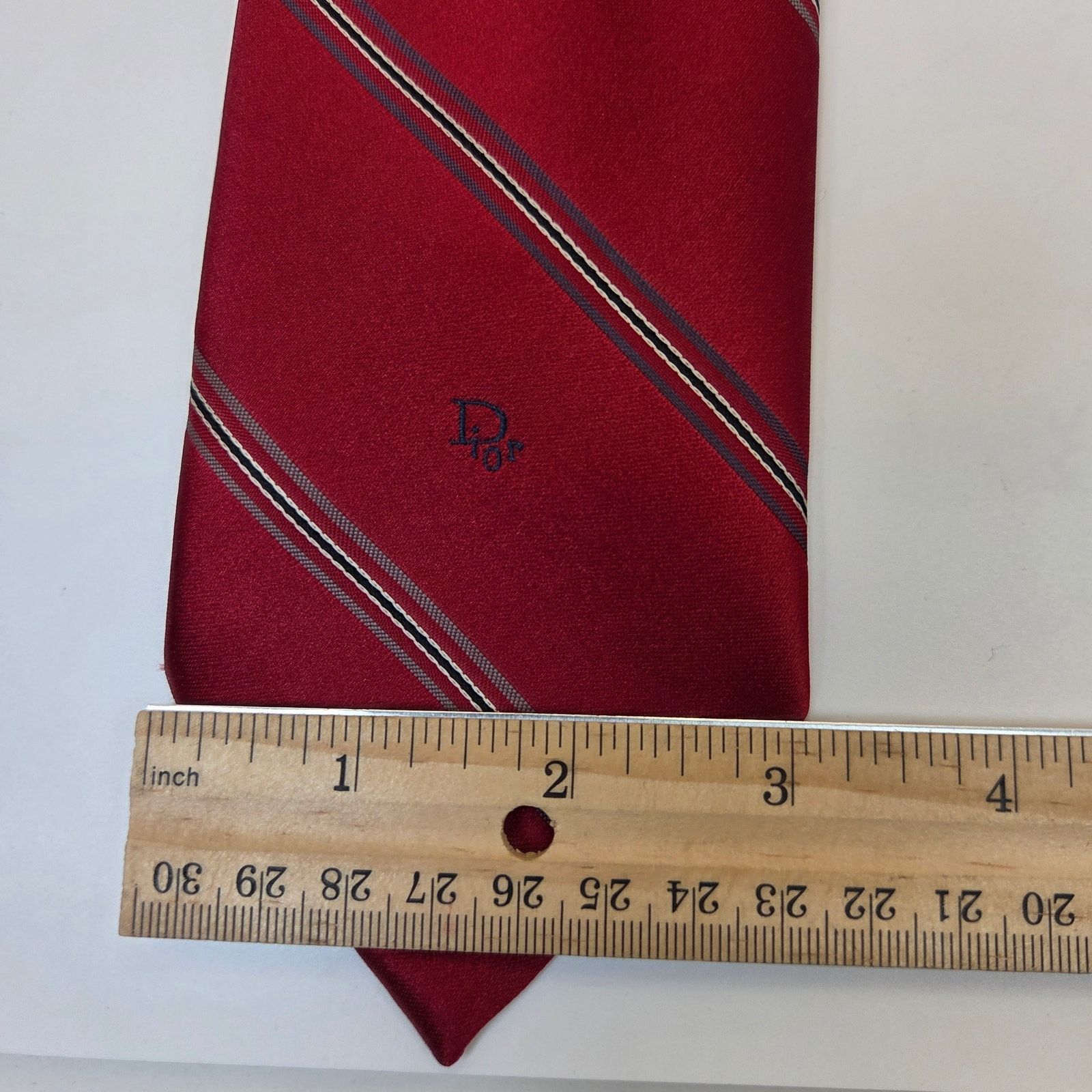 Dior Vintage Christian Dior Red Striped Designer Tie USA Size ONE SIZE - 12 Thumbnail