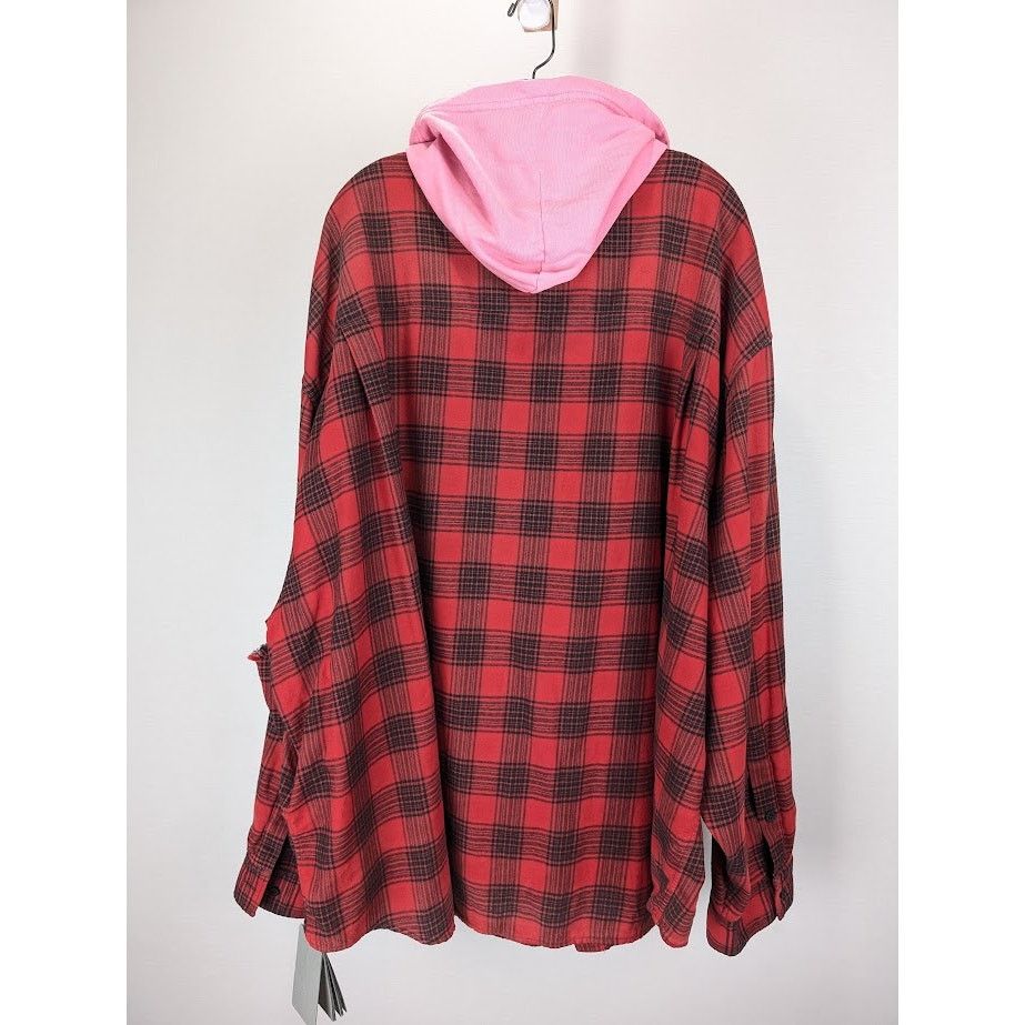 Balenciaga o1rshd1 Hooded Oversized Shirt Check in Red/Black Size US L / EU 52-54 / 3 - 9 Thumbnail