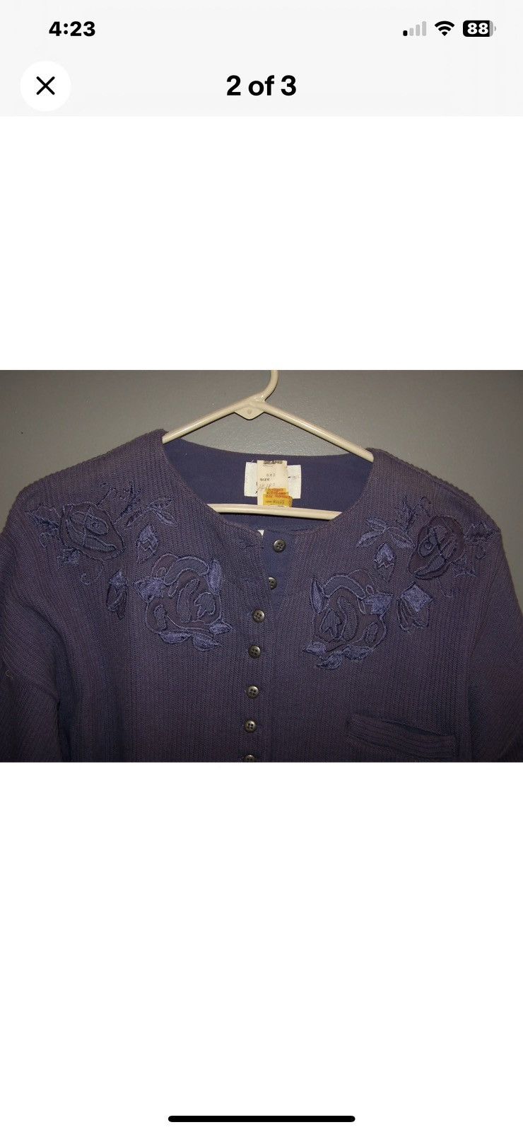 Other NEW W/O TAGS Purple Embroidered Button Up Sweater S Size L / US 10 / IT 46 - 2 Thumbnail