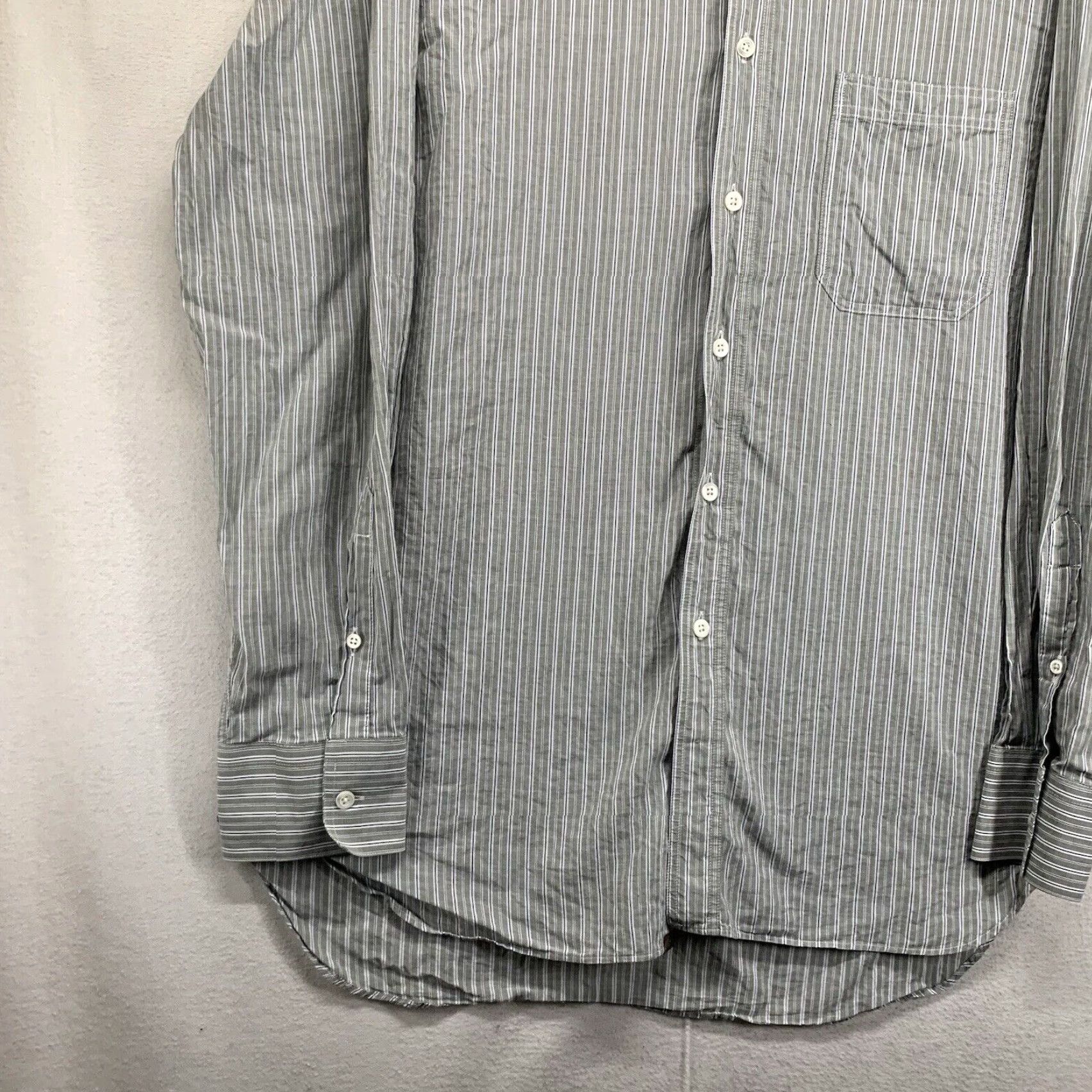 Billy Reid BILLY REID Sage Green Striped Button-Up Shirt XL Mens Lightweight Cotton Casual Classic Size US XL / EU 56 / 4 - 7 Thumbnail