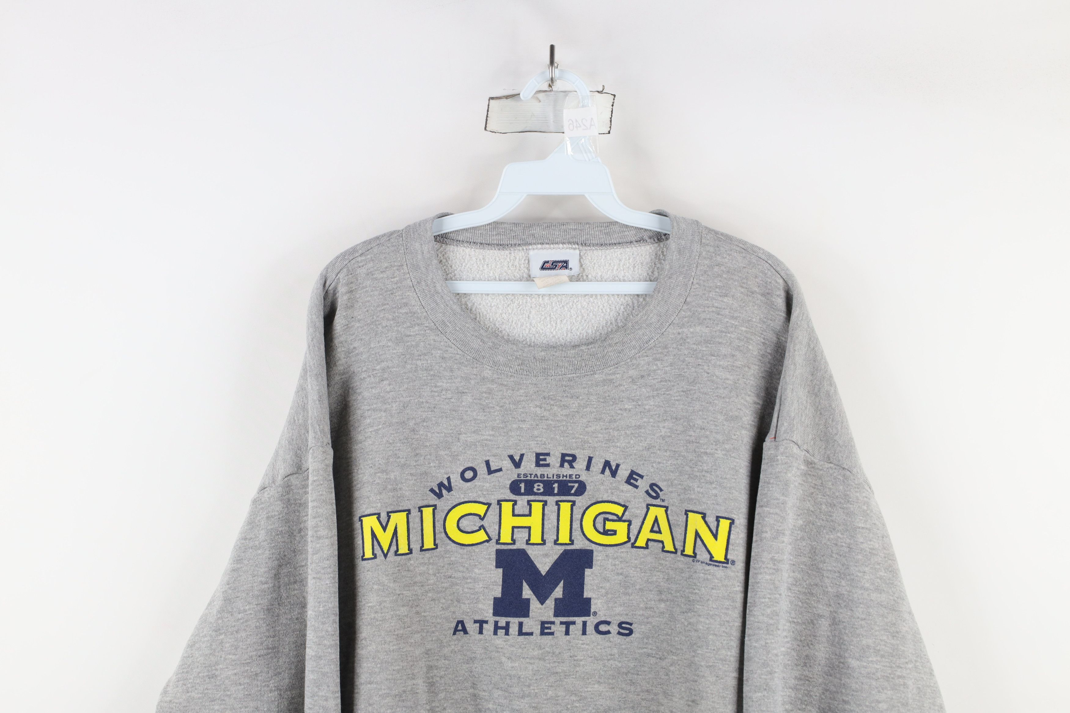 Vintage Vintage 90s University of Michigan Athletics Sweatshirt Gray Size US XL / EU 56 / 4 - 2 Thumbnail