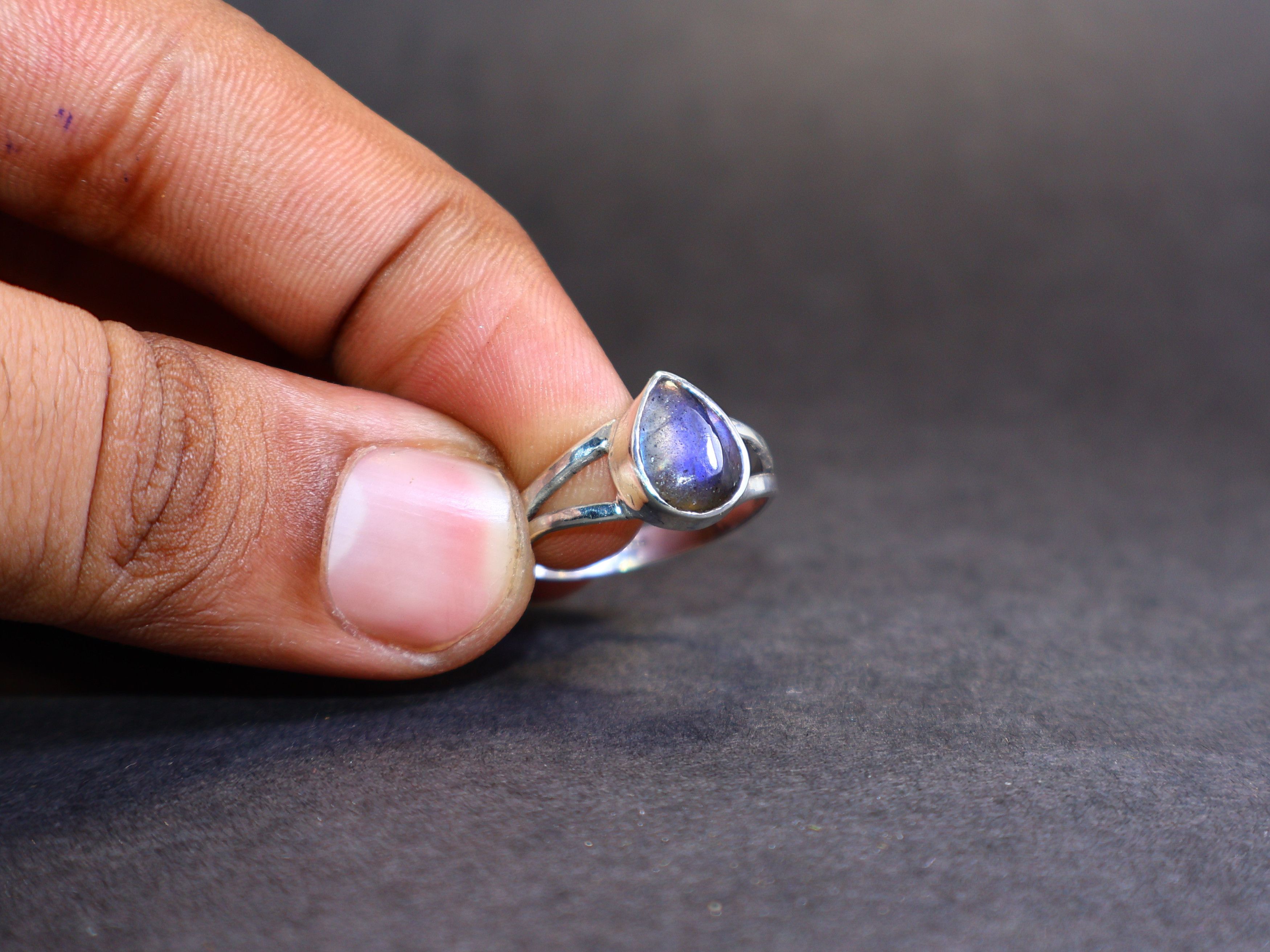 Handmade Labradorite Ring, 925 Silver Handmade Ring, Women Ring, Size ONE SIZE - 1 Thumbnail