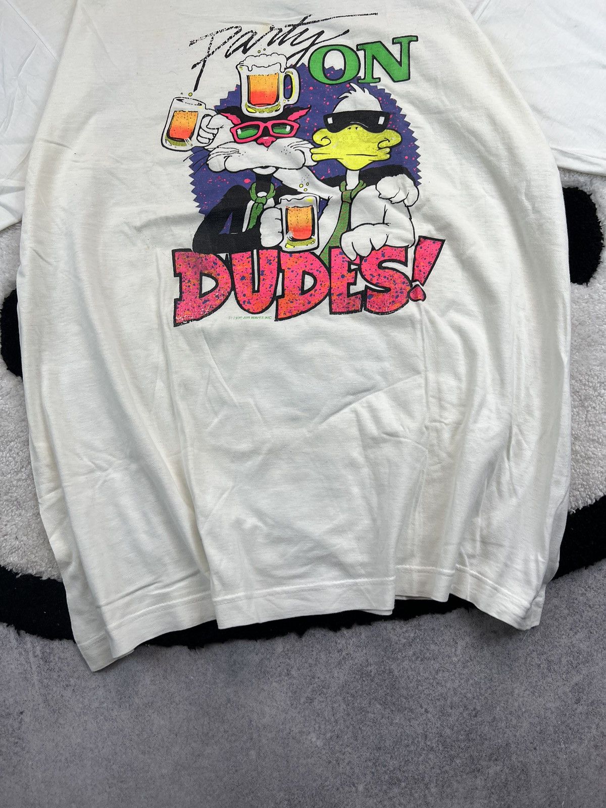 Vintage Vintage 1990 Party On Dude Beer Faded Humor Y2K Tee Shirt Size US L / EU 52-54 / 3 - 4 Thumbnail