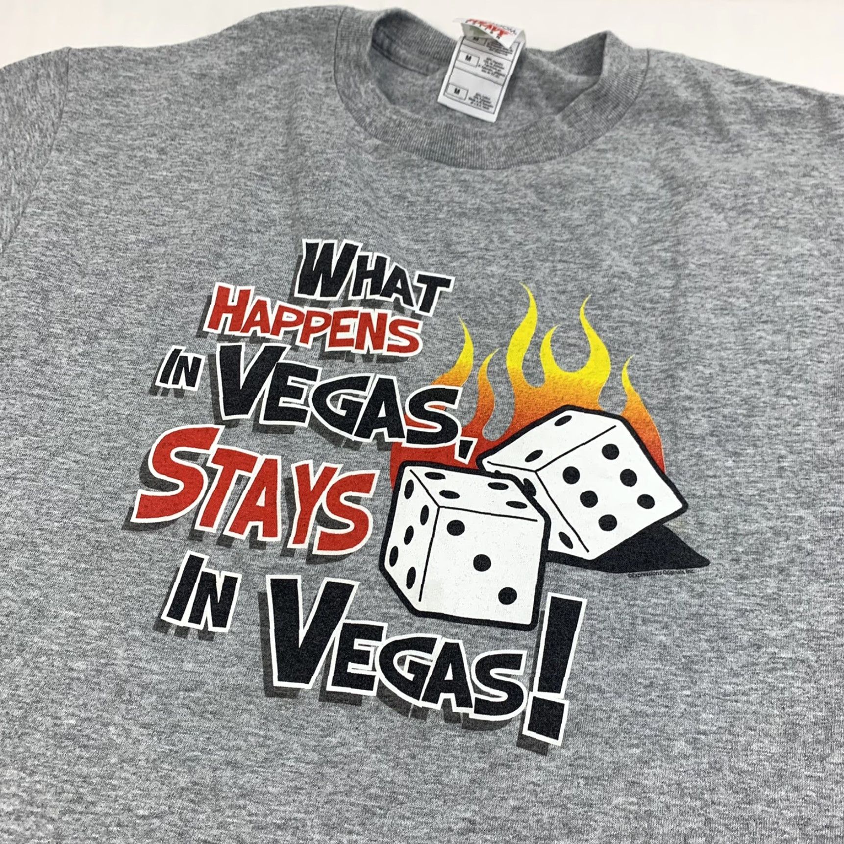 Fruit Of The Loom VINTAGE Las Vegas T Shirt Mens Adult M Gray What Happens In Vegas Stays In Vegas 90s Y2K Size US M / EU 48-50 / 2 - 2 Thumbnail