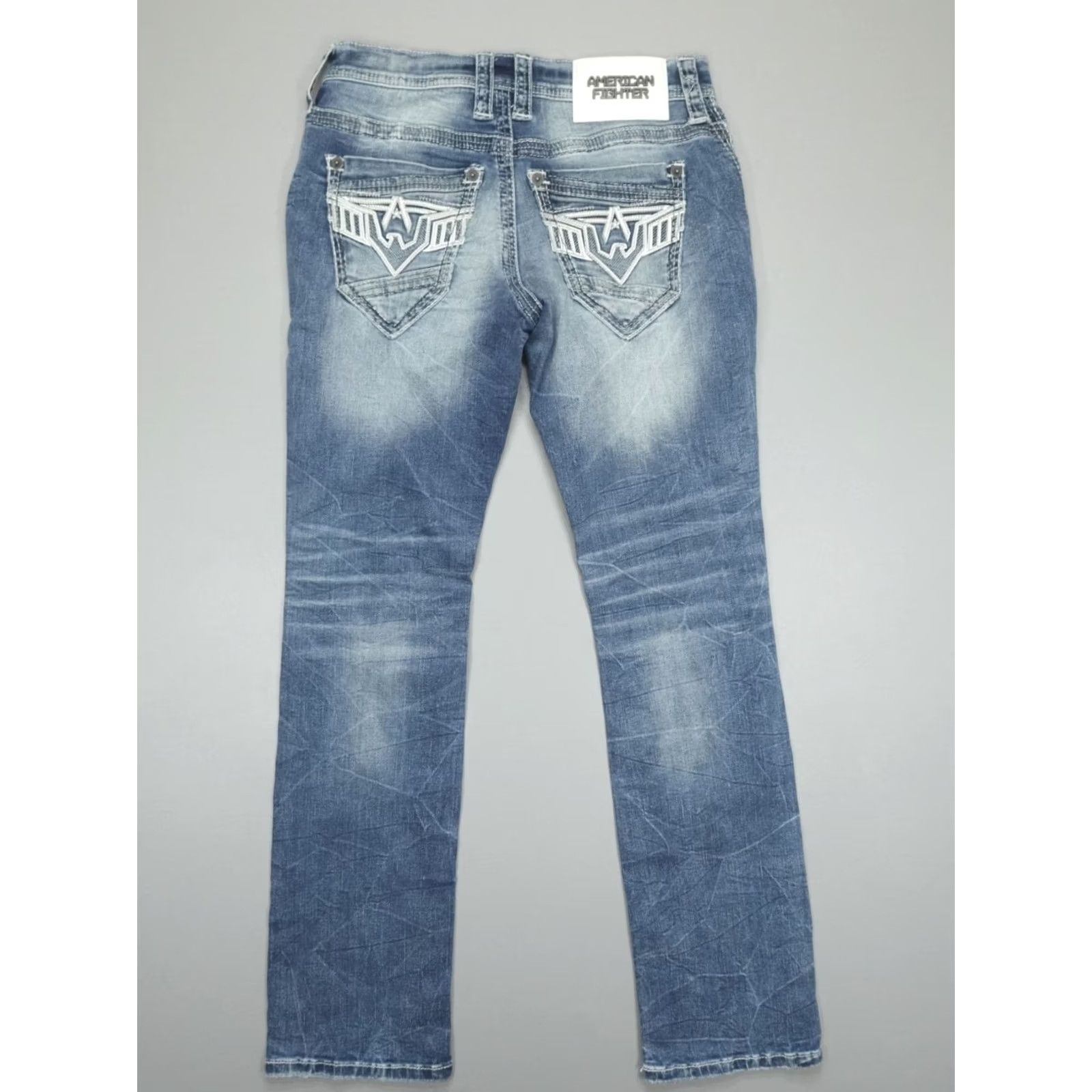 Affliction Affliction Denim Jeans Gage Peak Grove Men's 29 Blue Embroidered Slim Straight Casual 5-Pocket Denim 99% Cotton 1% Spandex Size US 29 - 2 Thumbnail