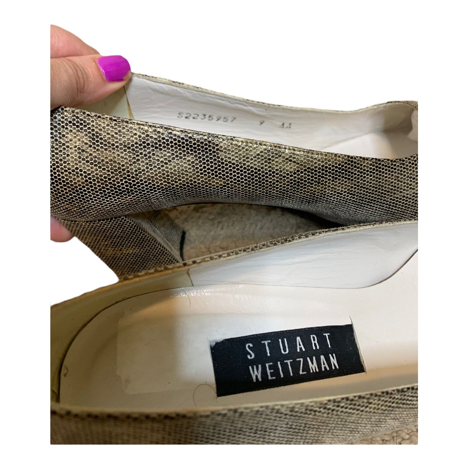 Stuart Weitzman Stuart Weitzman gold snake skin block heel shoes size 9 AA Size US 9 / IT 39 - 3 Thumbnail