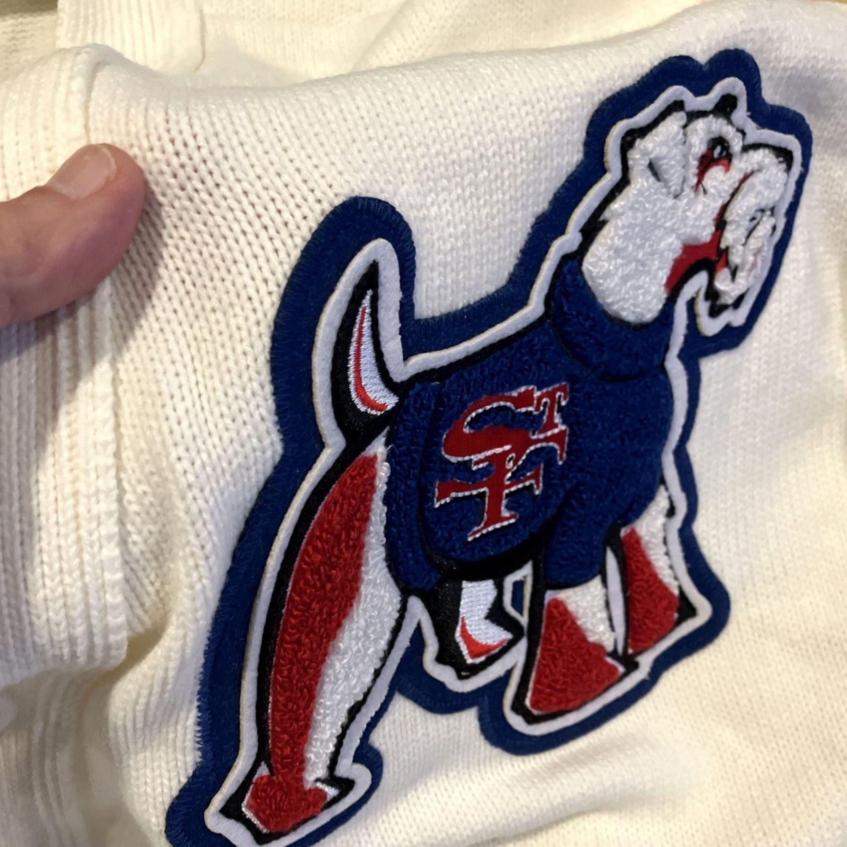 Vintage RARE St. Francis Prep Lettermans Sweater MADE IN USA Men's Large Cardigan Edwards White L Mens Size US L / EU 52-54 / 3 - 3 Thumbnail