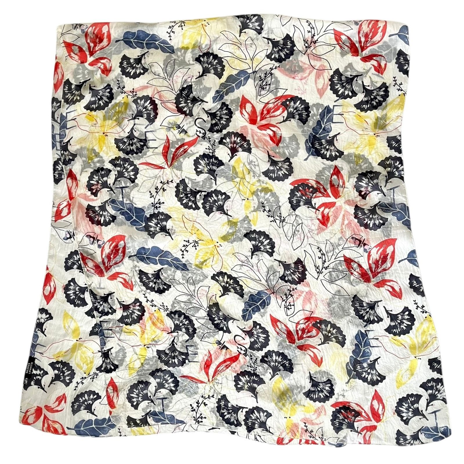 Galeries Lafayette Galeries Lafayette Colorful Leaf-Print Silk Rectangle Scarf Size ONE SIZE - 2 Thumbnail