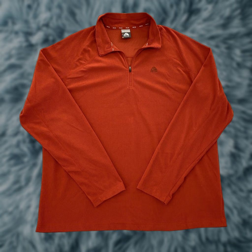 Nike VINTAGE Nike ACG Sweater Adult XL Orange Long Sleeve 1/4 Zip Pullover Mens XL Size US XL / EU 56 / 4 - 1 Thumbnail