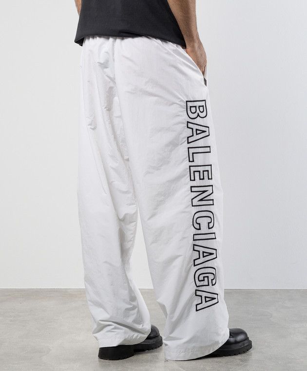 Balenciaga o1la1rc1a0425 Tracksuit Pant Track Nylon in White/Black Size US 30 / EU 46 - 4 Thumbnail