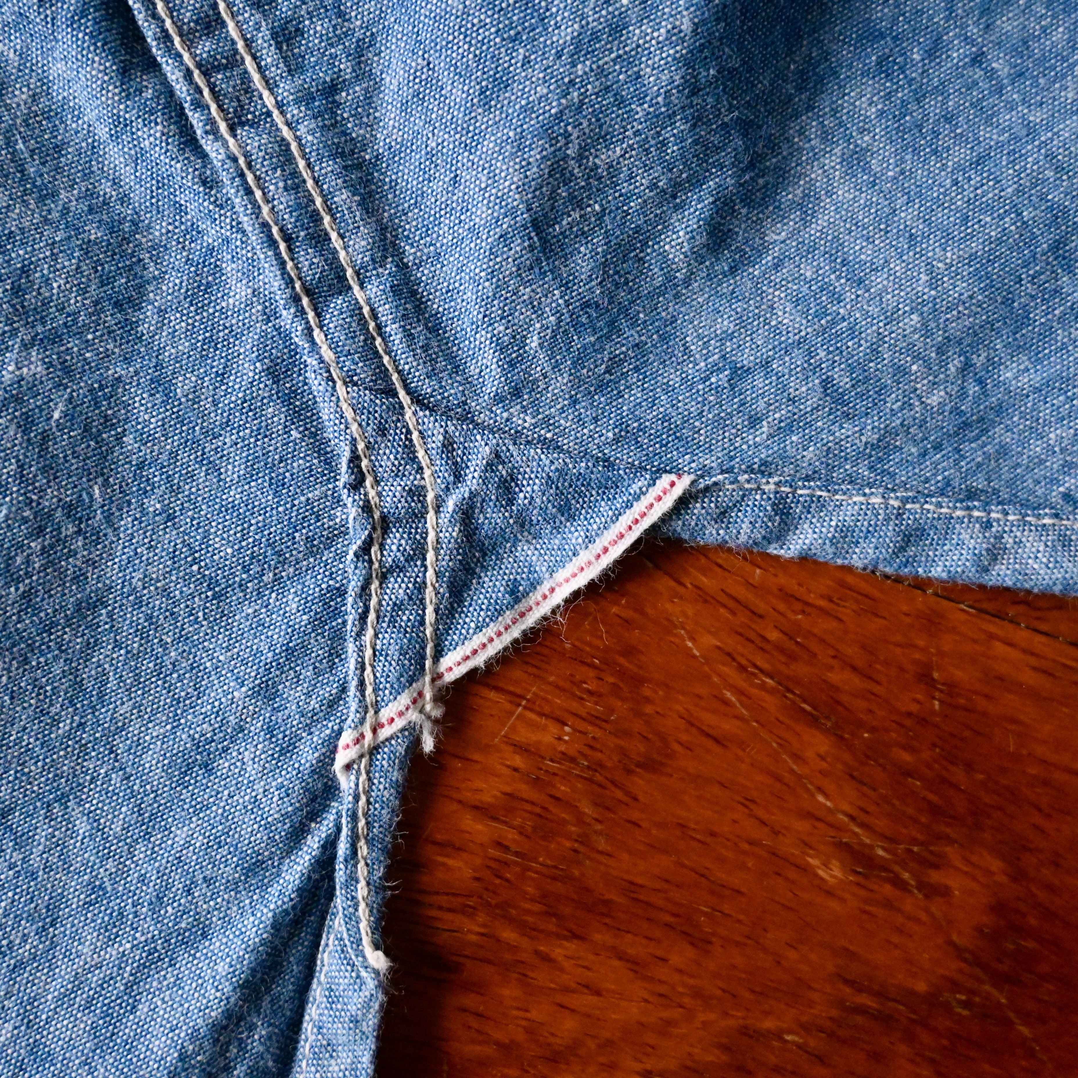 FOB Factory chambray band collar work shirt, made in Japan