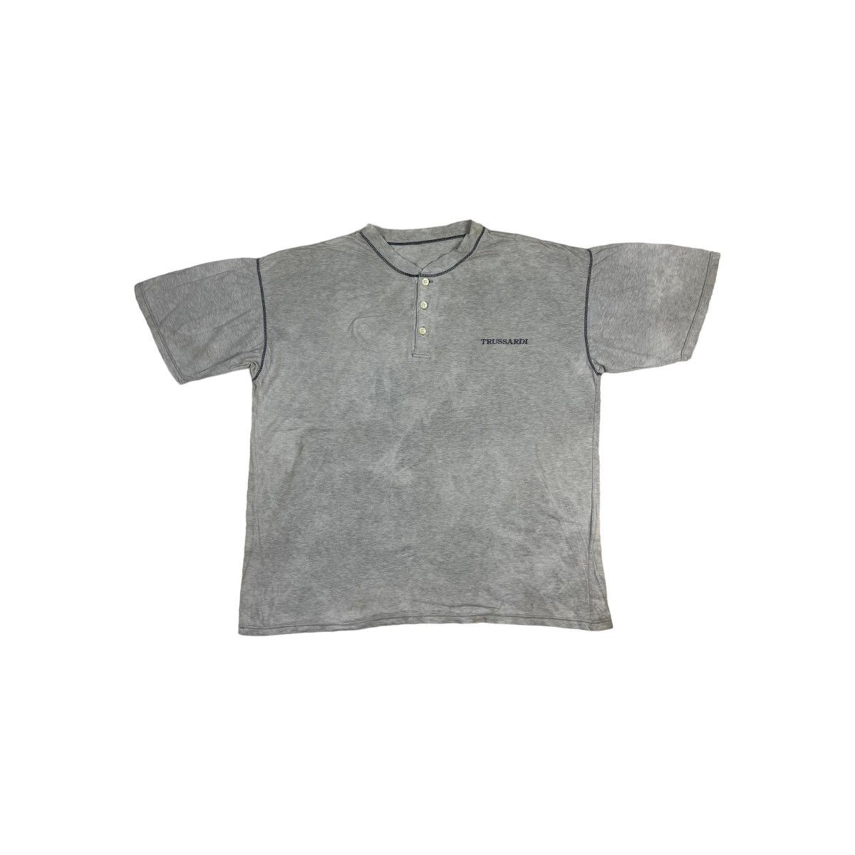 image of Italian Designers x Trussardi Vintage Trussardi Button Up Tee in Grey, Men's (Size XL)