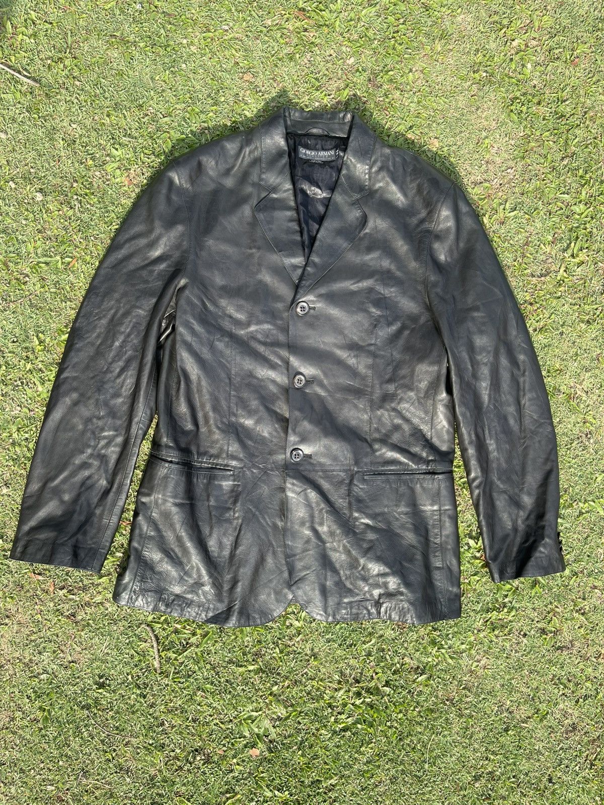 Giorgio Armani Vintage Giorgio Armani Leather Jacket Size US L / EU 52-54 / 3 - 1 Thumbnail