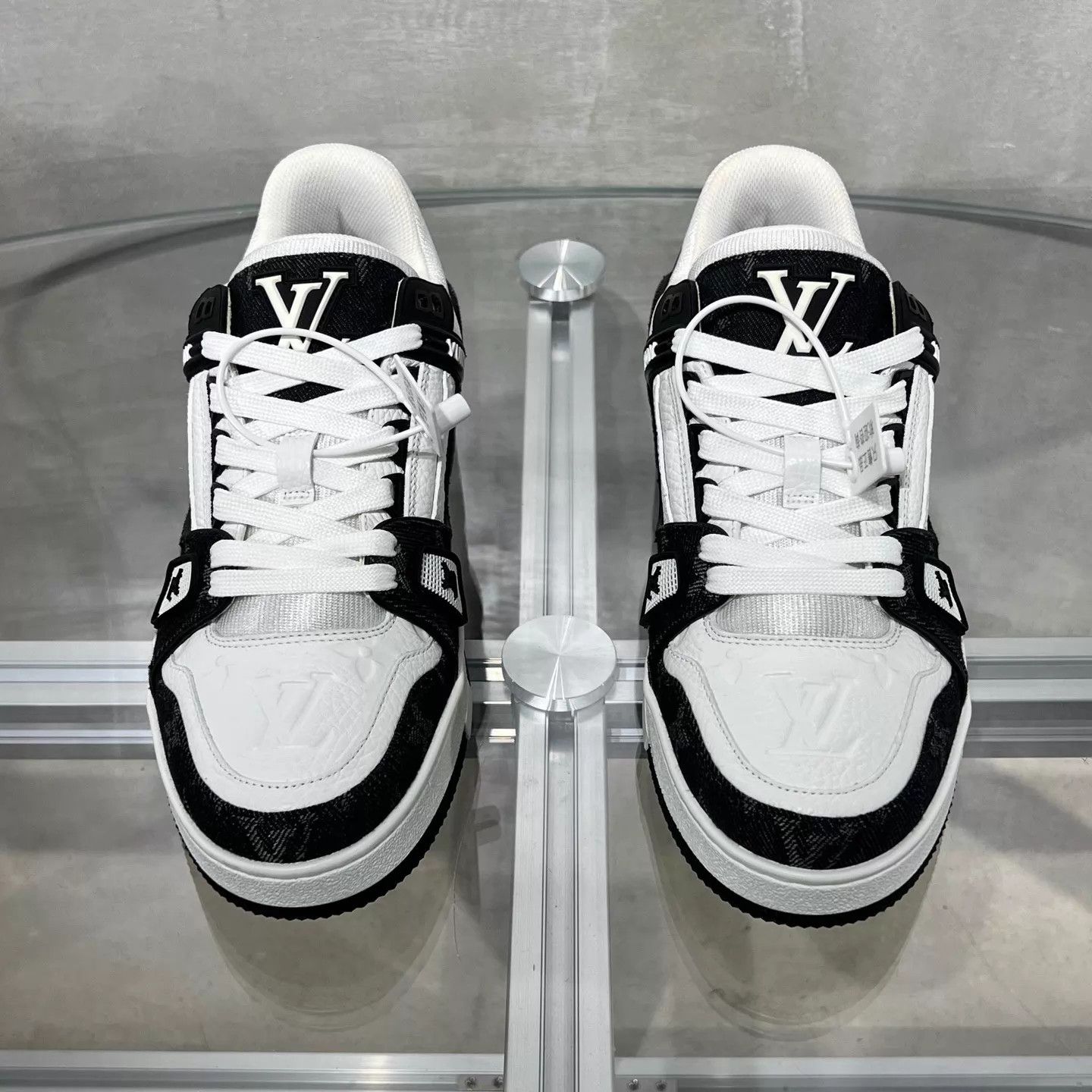 Louis Vuitton LV Trainer Black White Denim UK3/37 New Worn Once Size US 5.5 / IT 35.5 - 1 Thumbnail