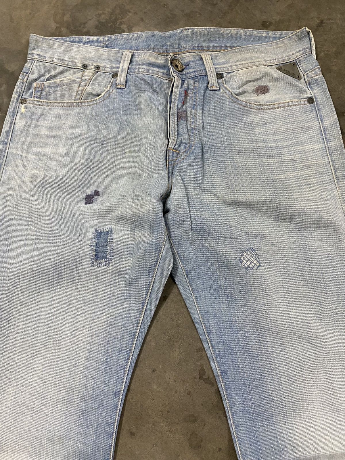 Tornado Mart Vintage Replay Slim Fit Distressed Denim Wash Blue @315 Size US 32 / EU 48 - 9 Thumbnail