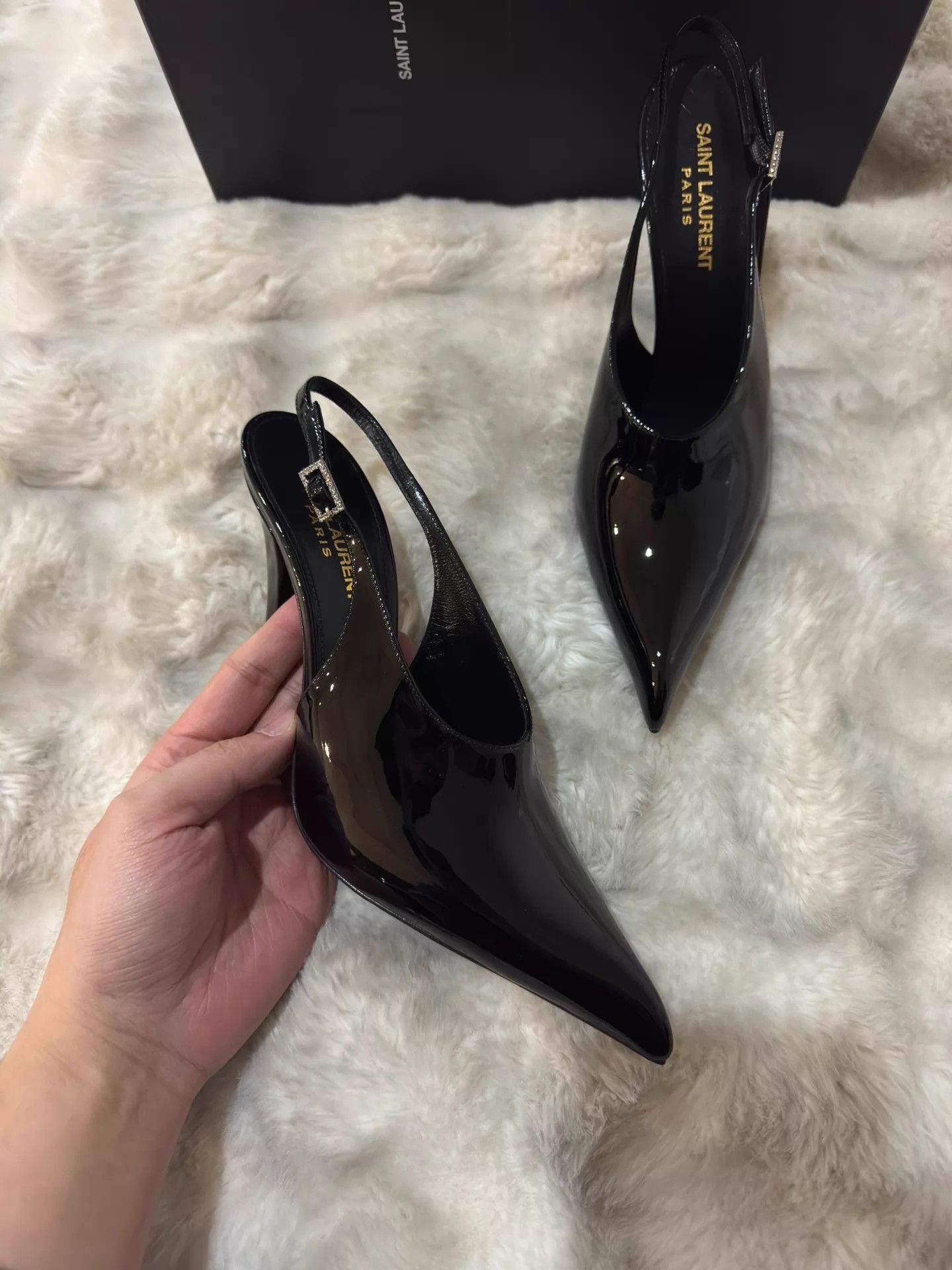 Saint Laurent Paris YSL crystal patent leather heels 38 new Size US 7 / IT 37 - 3 Thumbnail