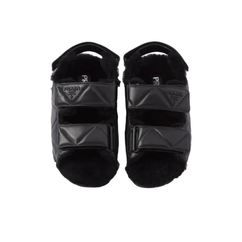 Prada o1w1db11124 Nappa Leather Sandals in Black Size US 8 / IT 38 - 5 Thumbnail