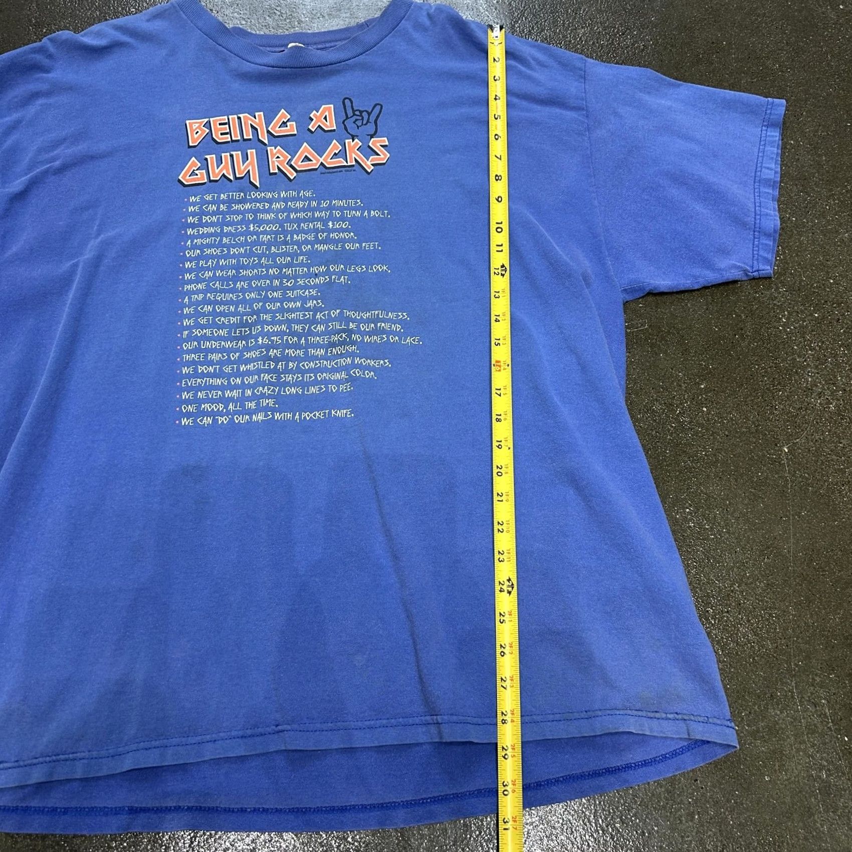 Vintage Being A Guy Rocks Shirt Mens 3XL Blue Funny Humor Graphic Tee Rock T-Shirt Size US XXL / EU 58 / 5 - 4 Thumbnail