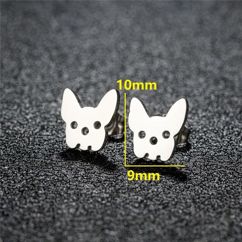 Jewelry Dog Head Mini Stud Earrings Charm Earring Gift Size ONE SIZE - 2 Thumbnail