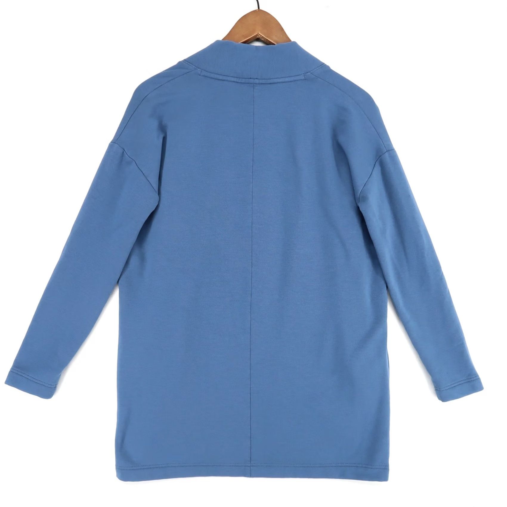 Vintage Free Fly Cardigan Shirt Womens Small Blue Fleece Open Front Pockets Bamboo Polyester Vicuna Fall Winter Spring Size S / US 4 / IT 40 - 2 Thumbnail