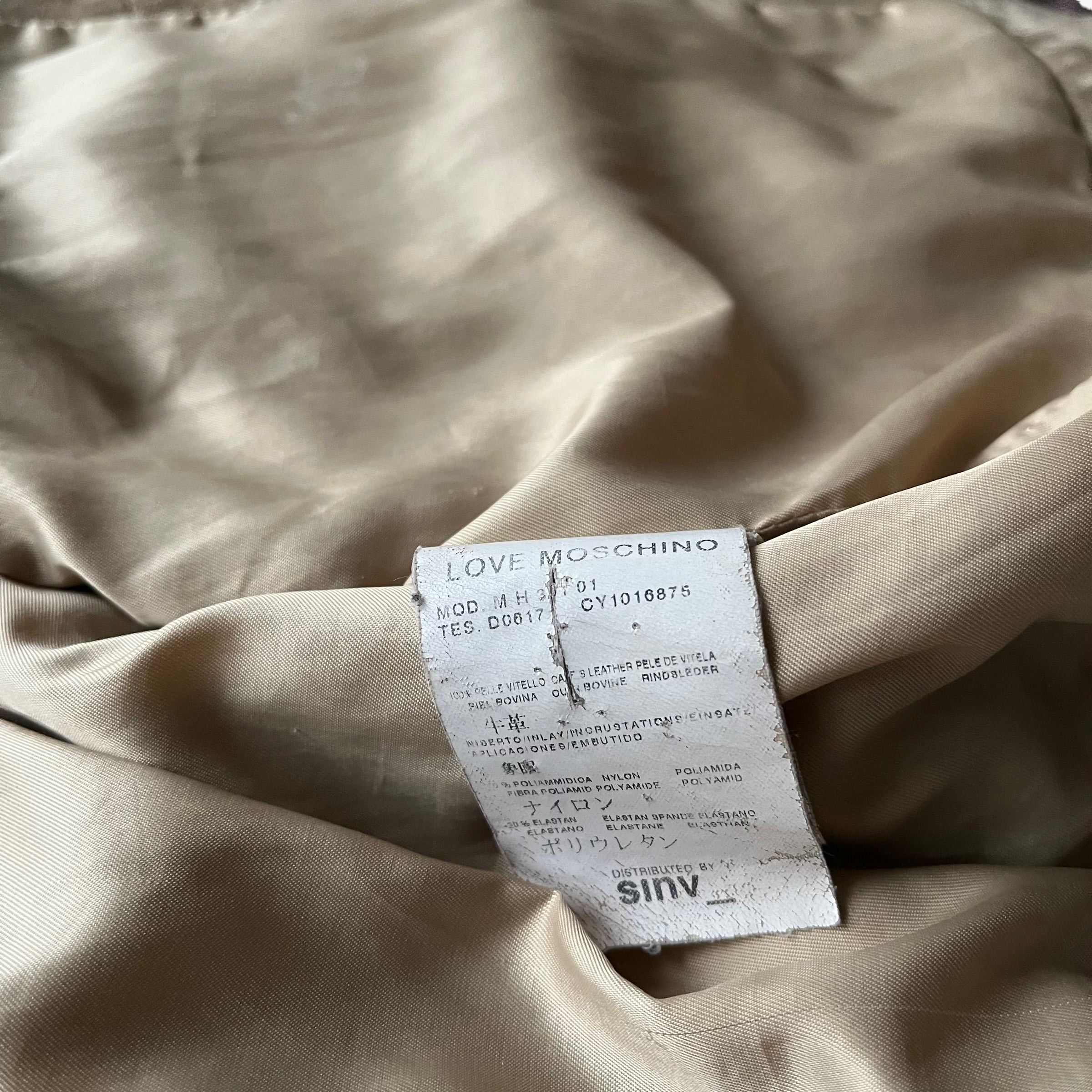 Love Moschino Vintage Y2K Women's Love Moschino Beige Leather Biker Jacket Size M / US 6-8 / IT 42-44 - 4 Thumbnail