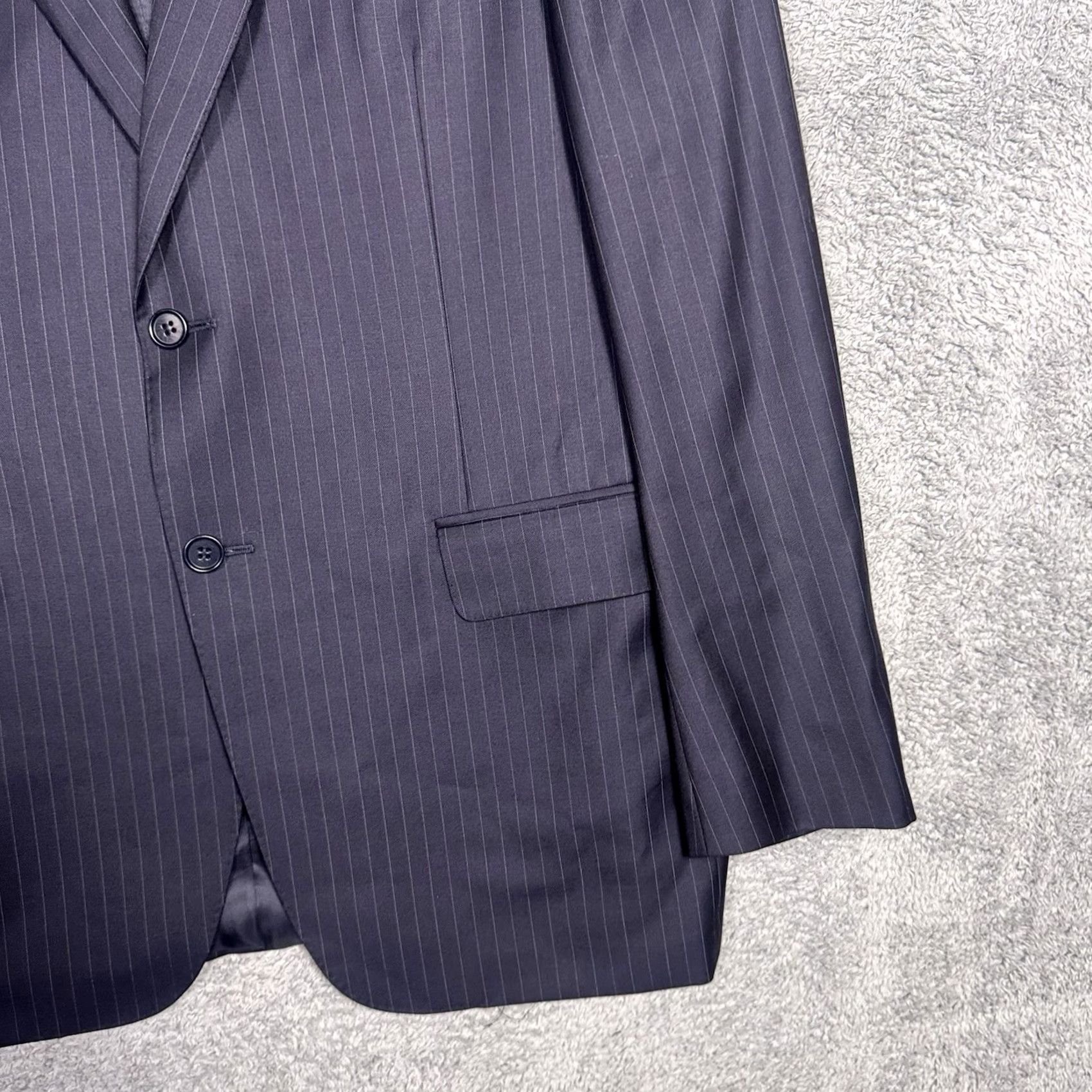 Canali Canali 1934 Blazer Men EU 50R Wool Striped 42" Chest Notch Lapel Double-Vented Two-Button Flat Front Regular Classic Cardigan not included Size 50R - 3 Thumbnail