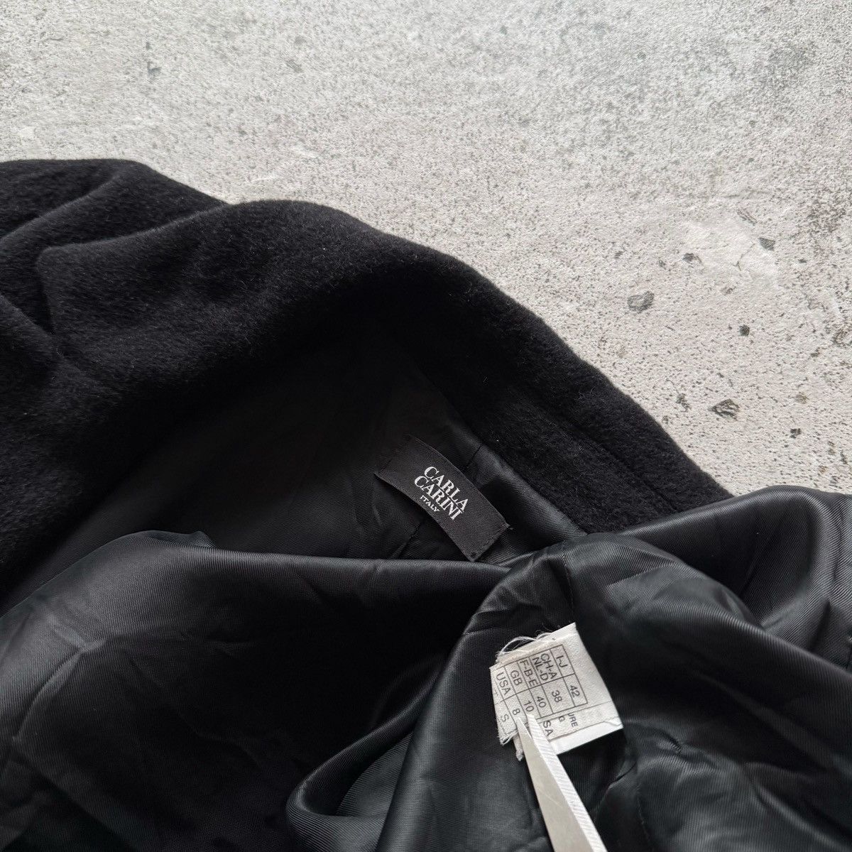 Other Carla Carini Italy Women Black Long Wool Coat Jacket Classic Size L / US 10 / IT 46 - 7 Thumbnail