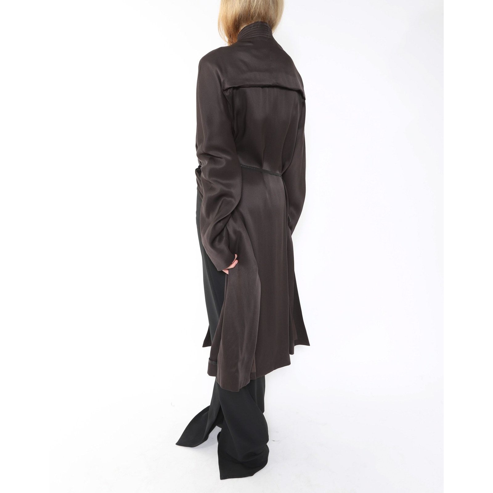 Haider Ackermann FW12 Kimono with Leather Belt in Brown Viscose Size XS / US 0-2 / IT 36-38 - 7 Thumbnail