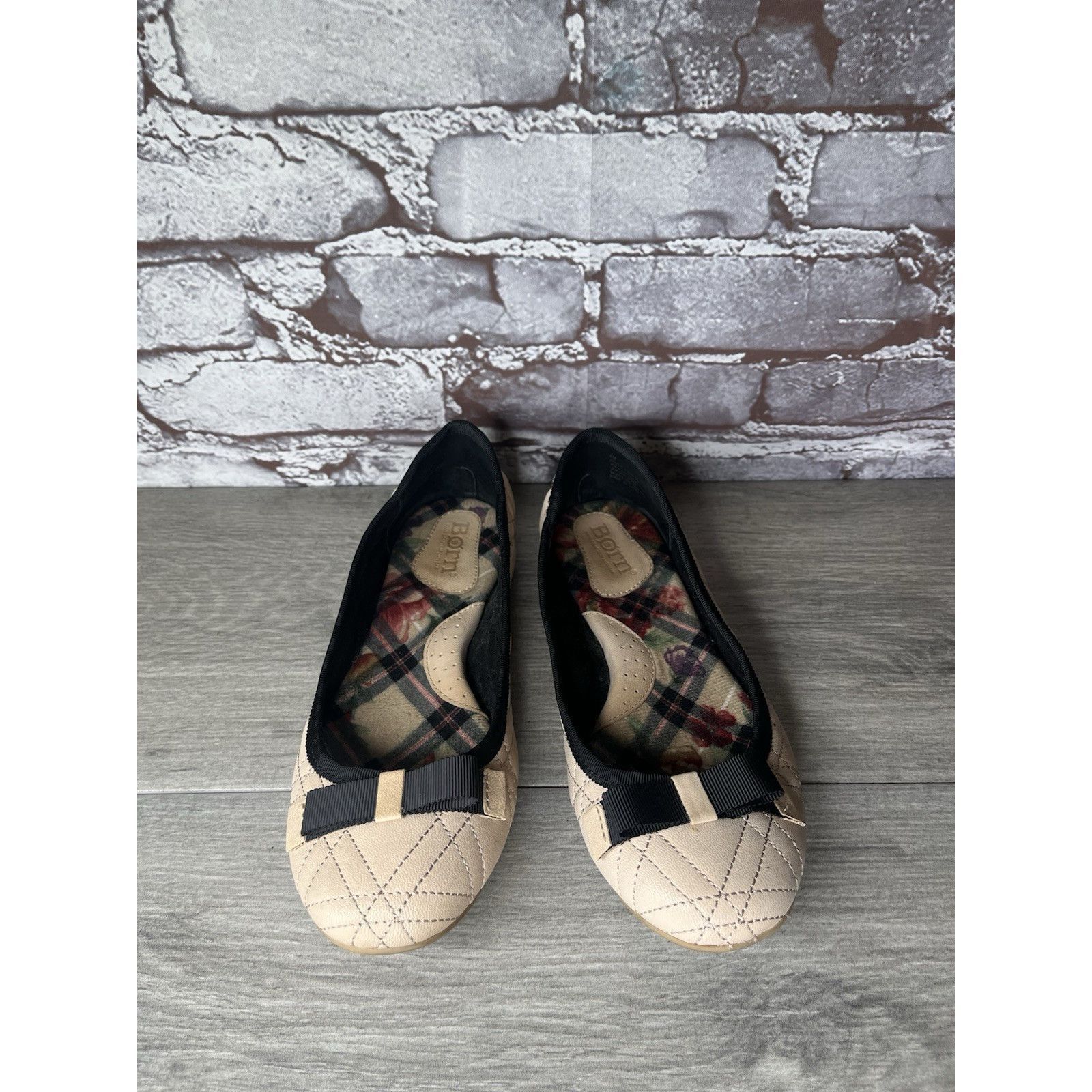 Born Born Pink Leather Black Bow Quilted Ballet Flats Shoes Women Size US 6 / IT 36 - 5 Thumbnail
